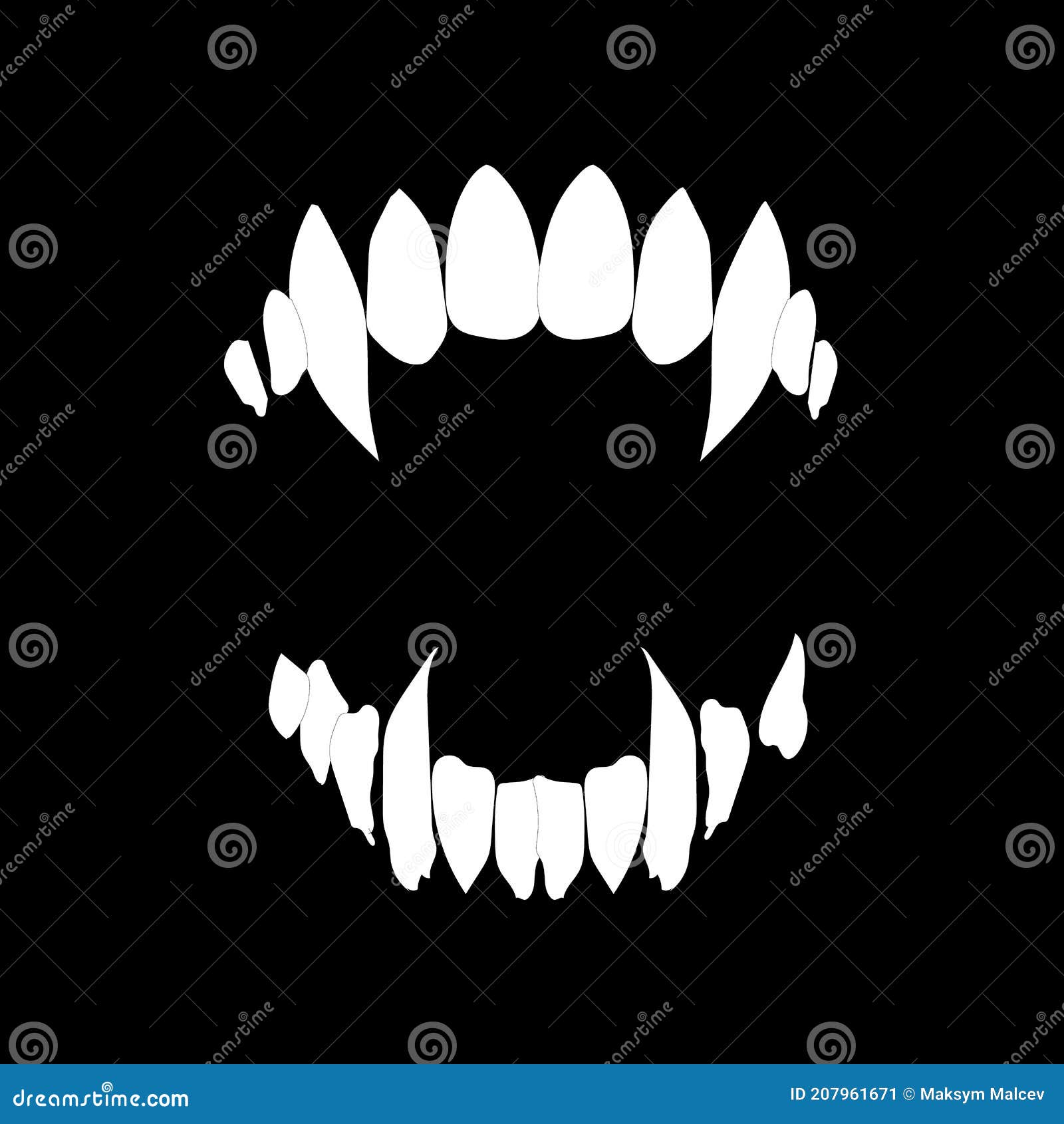 Vetor De Dentes Vampiro Isolado Em Fundo Preto Ilustração do Vetor -  Ilustração de arte, fundo: 217284511