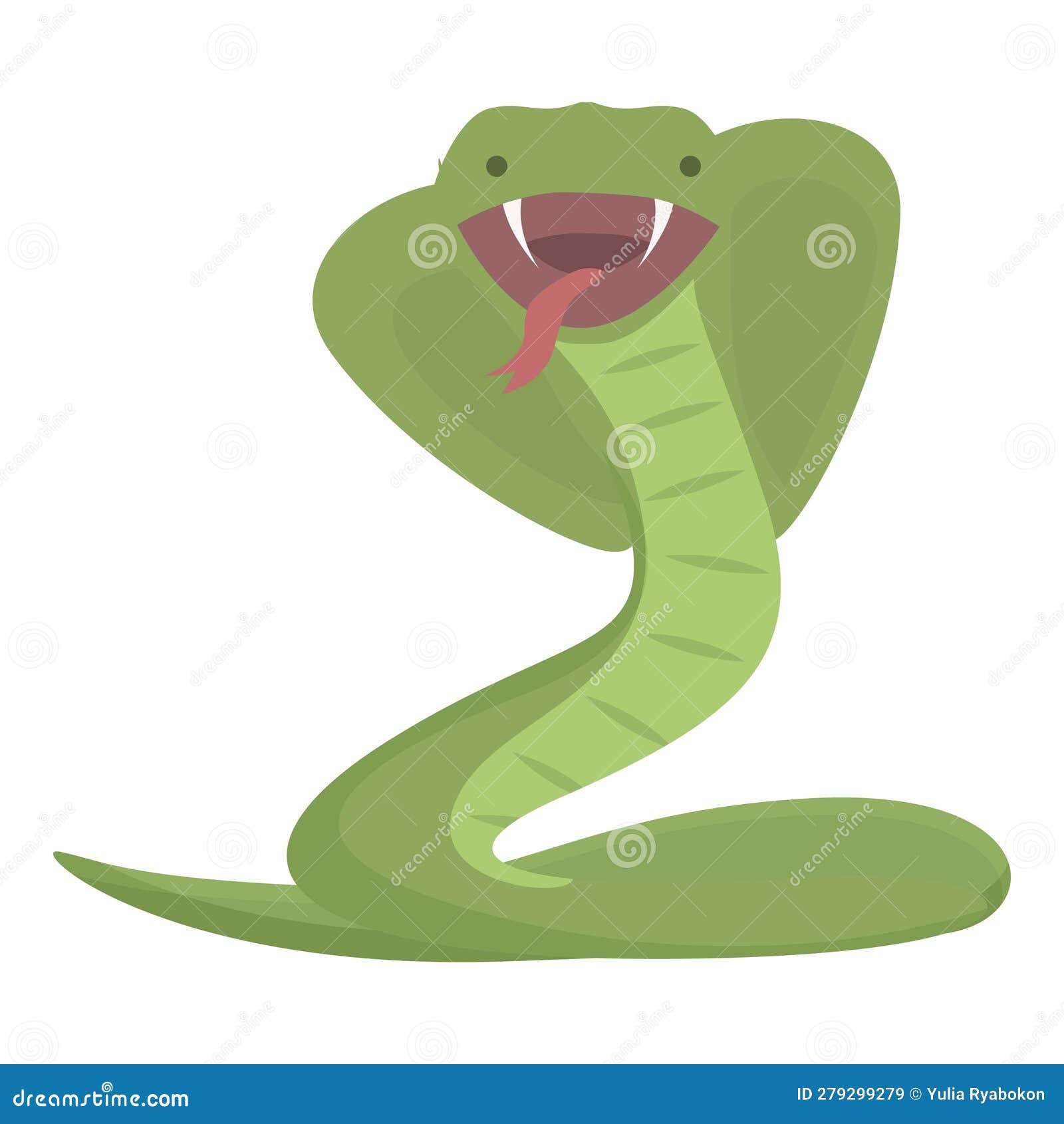 Uma cobra de desenho animado com rosto azul e uma cobra verde