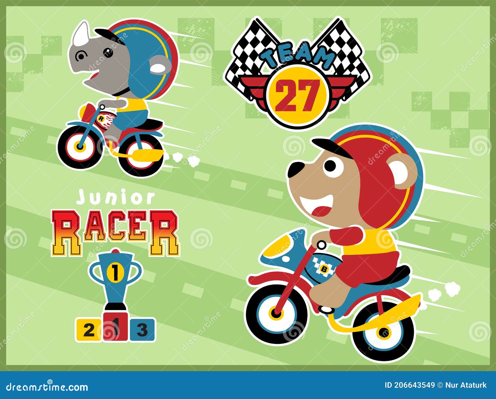 ação de corrida de motocicleta dos desenhos animados 4696506 Vetor