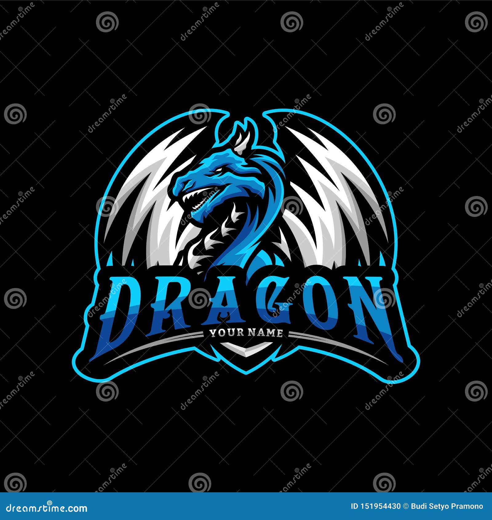 Design de logotipo de jogos de dragão esport