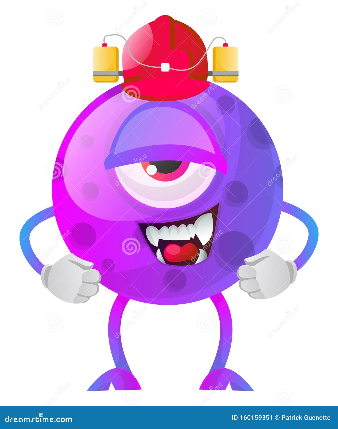 Vetores de Desenho Animado Monstro Roxo Com Um Olho Grande Boca