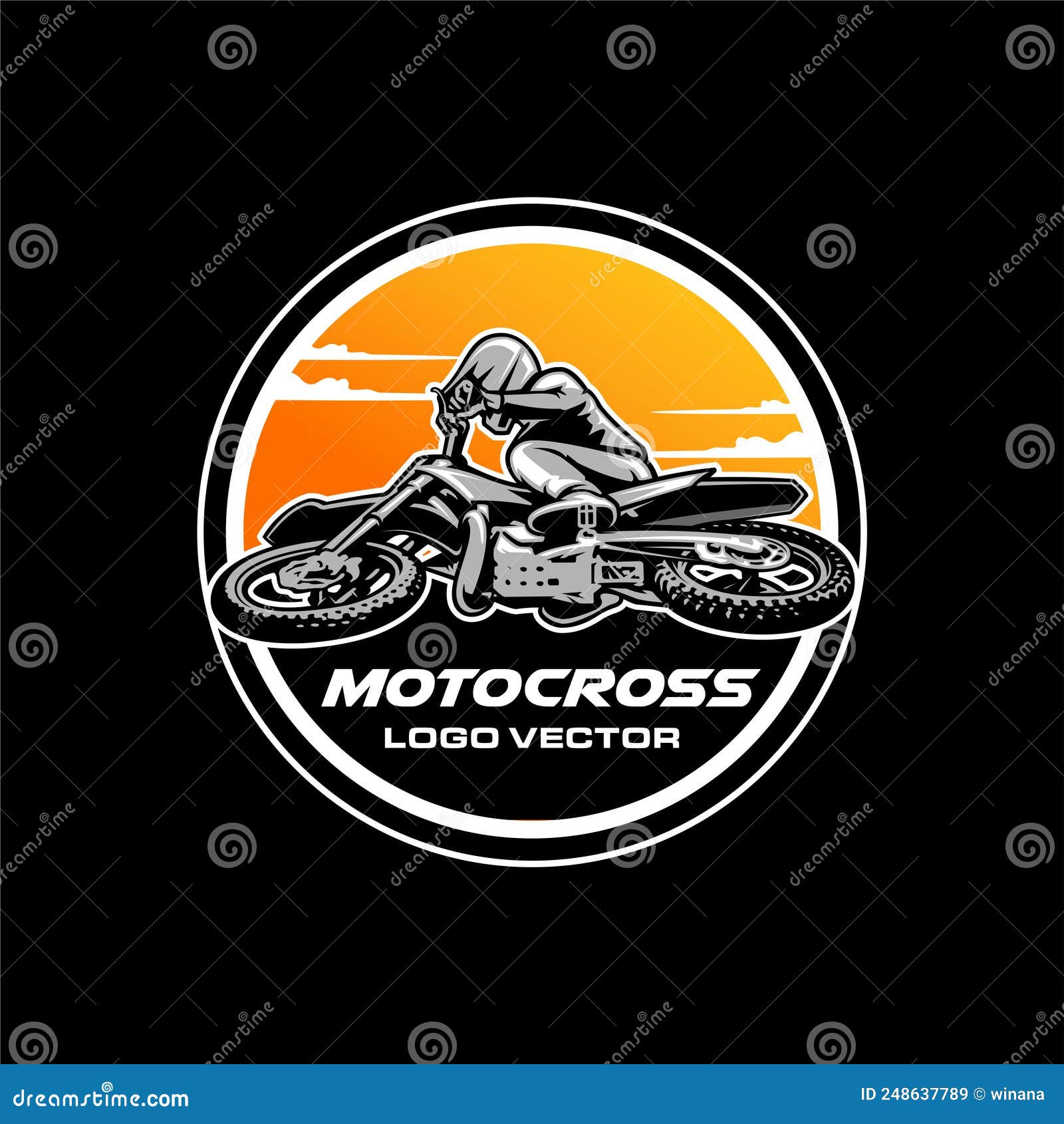 Vetor de ilustração de aventura de trilhas de motocross em fundo preto