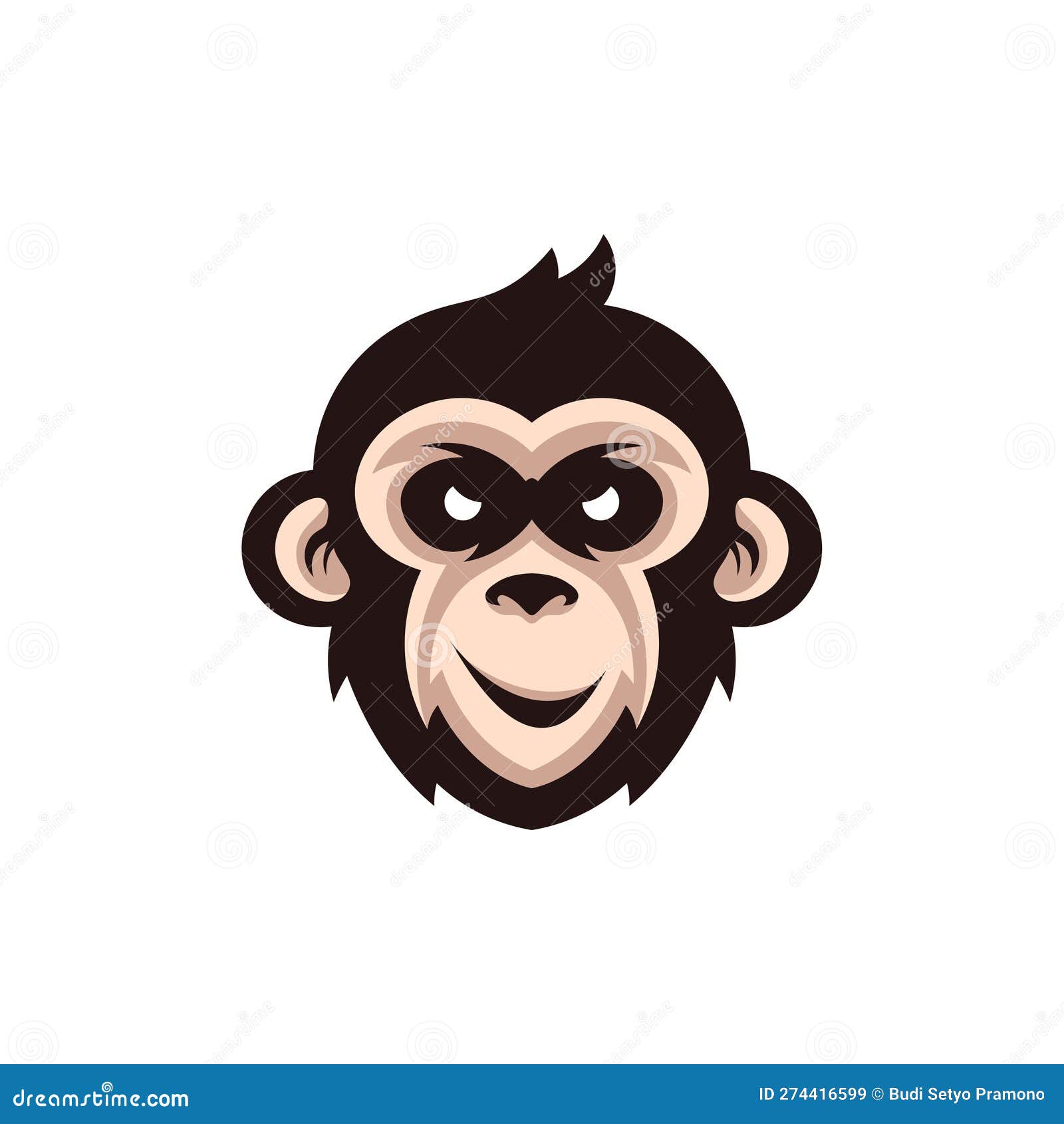 Logotipo de mascote de cabeça de desenho animado de macaco