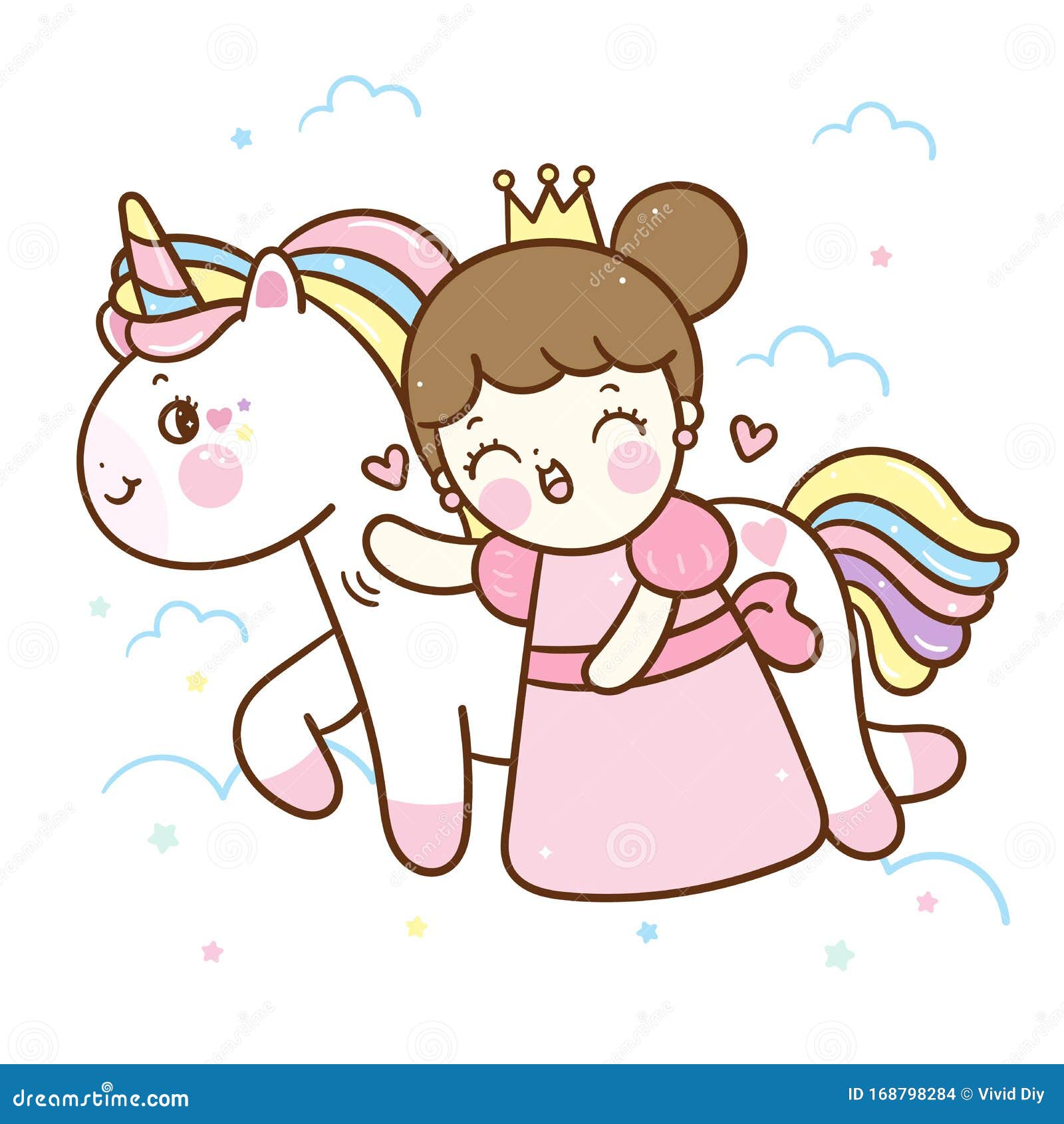 Bonito Unicórnio Desenho Animado Pônei De Fadas Vector De Criança Com Fundo  Doce: Série Fairytale Kawaii Animais Cavalo (bonito Doodles Girly).  Perfeito Para Crianças De Berçário, Cartão, Bebê Chuveiro Menina, Design De