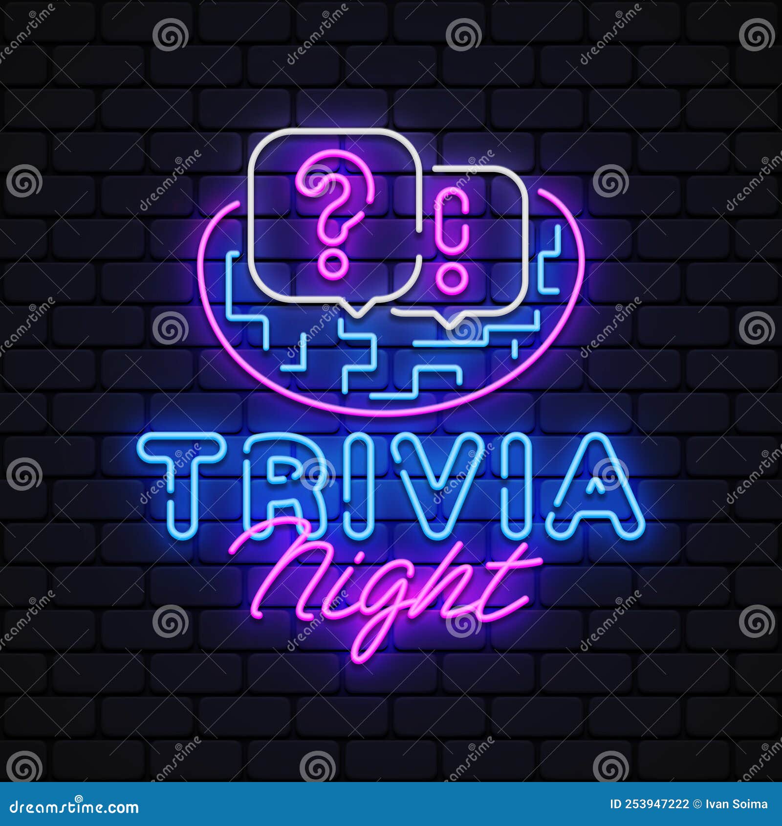 Quiz Neon Sign Vector. Pronto para uma inscrição Quiz néon, modelo de  design, design moderno tendência