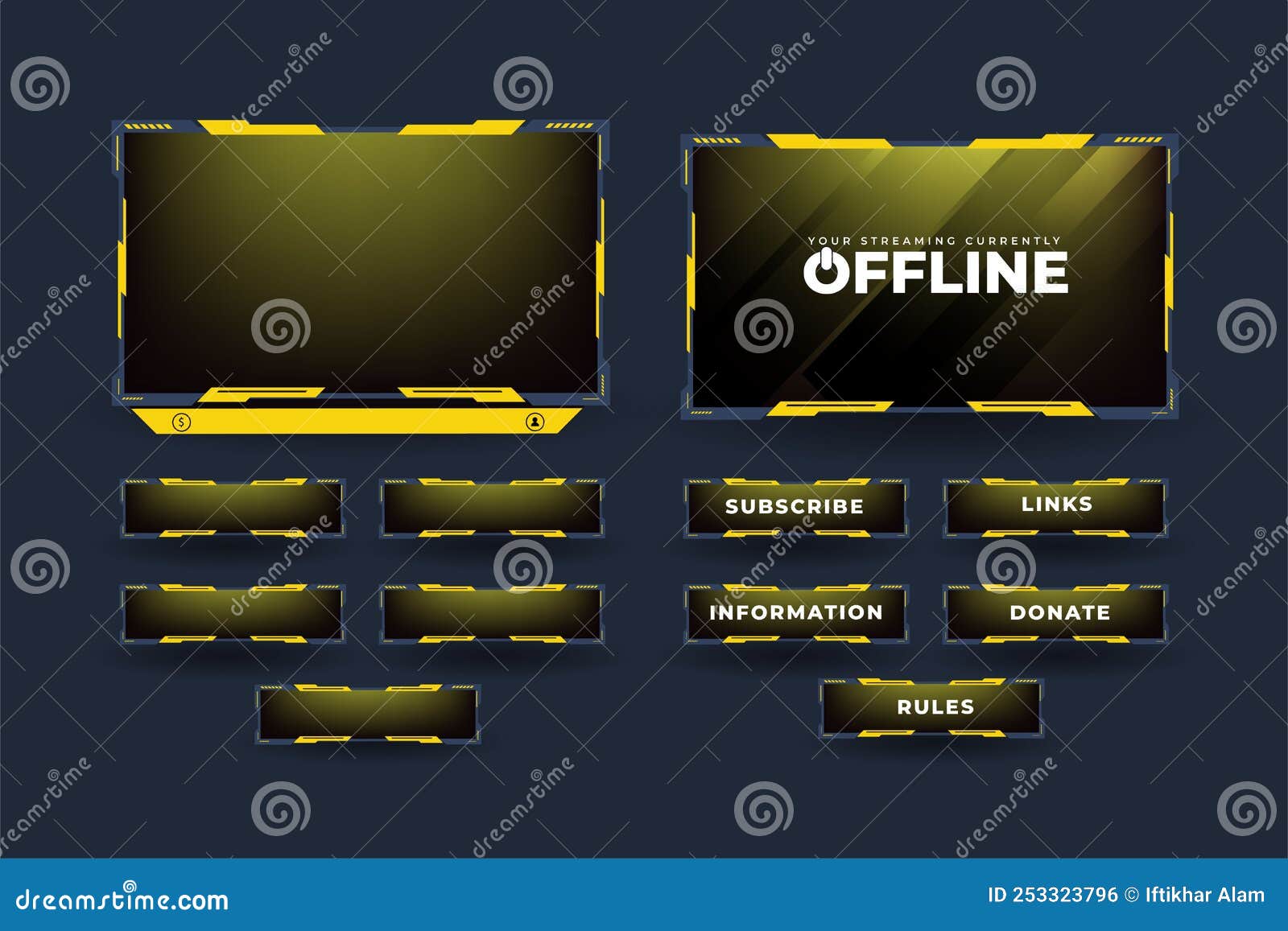 sobreposição de transmissão ao vivo para jogadores online. quadro