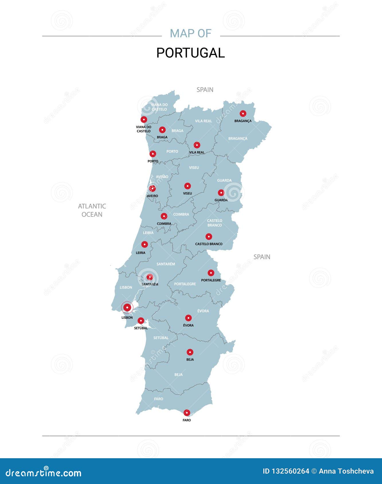 Vetores de Mapa De Portugal Com As Principais Cidades E Rios e