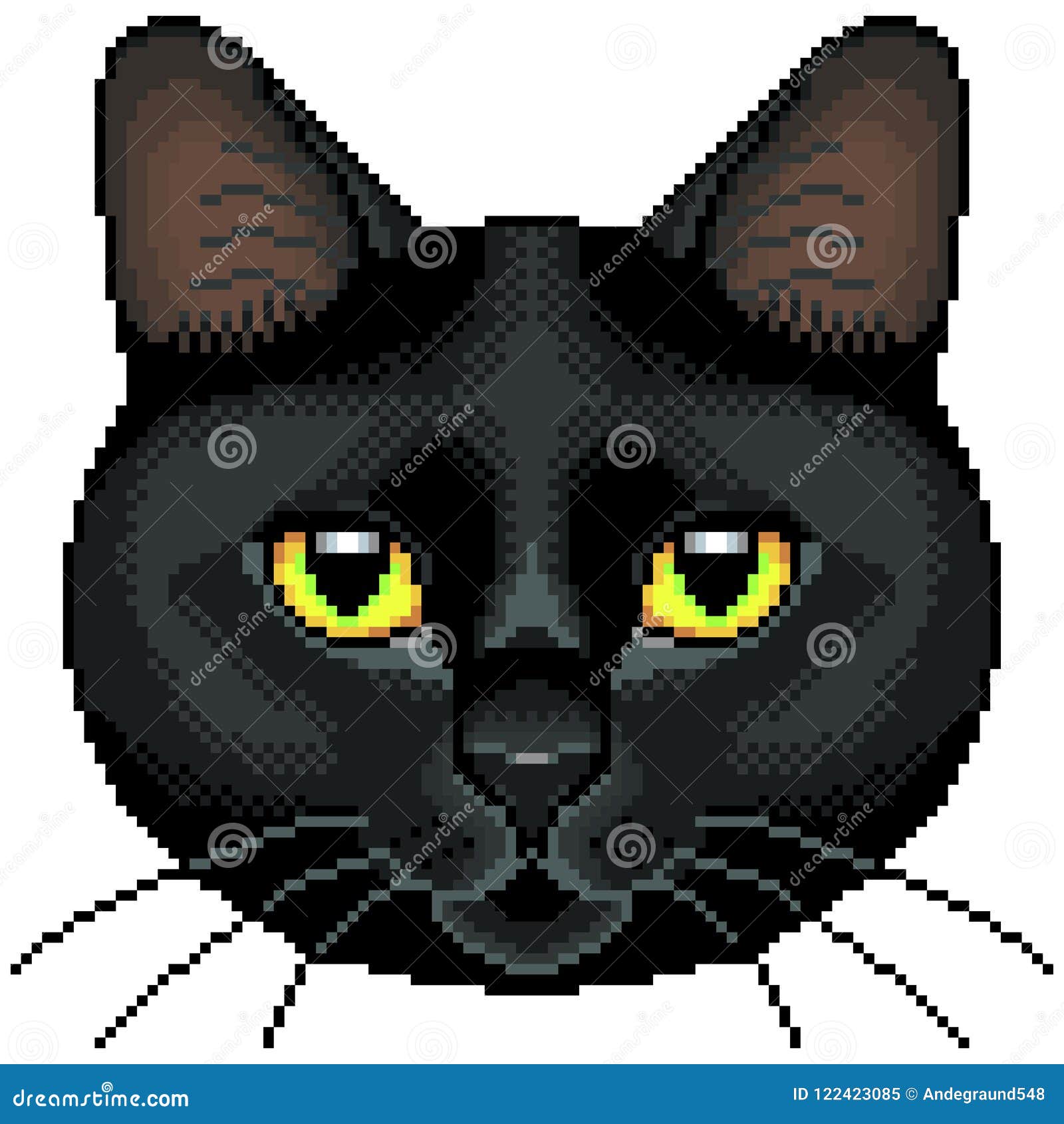 Vetor Isolado Cara Do Gato Preto Do Pixel Ilustração do Vetor - Ilustração  de fofofo, mordeu: 122423085