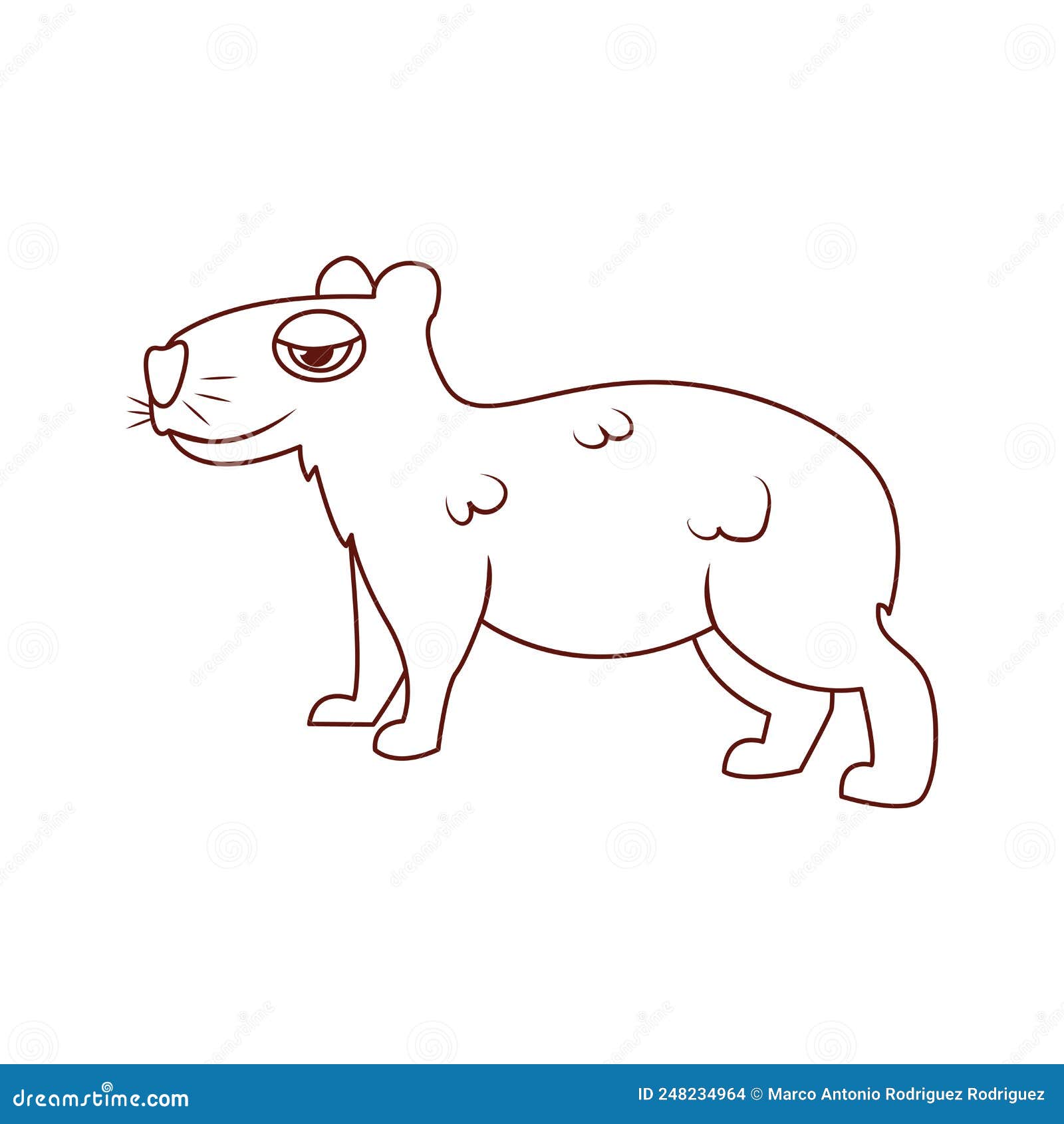 Capybara Engraçada E Fofa Feliz Na Ilustração Vetorial De Roedores
