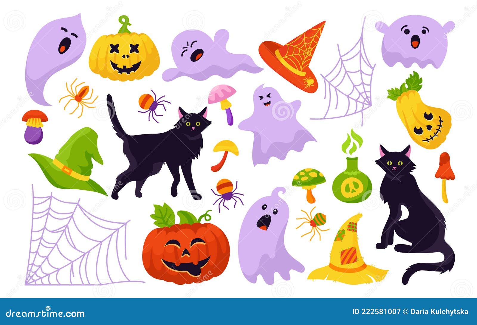 conjunto de doodle de vetor de clipart de halloween. um desenho de