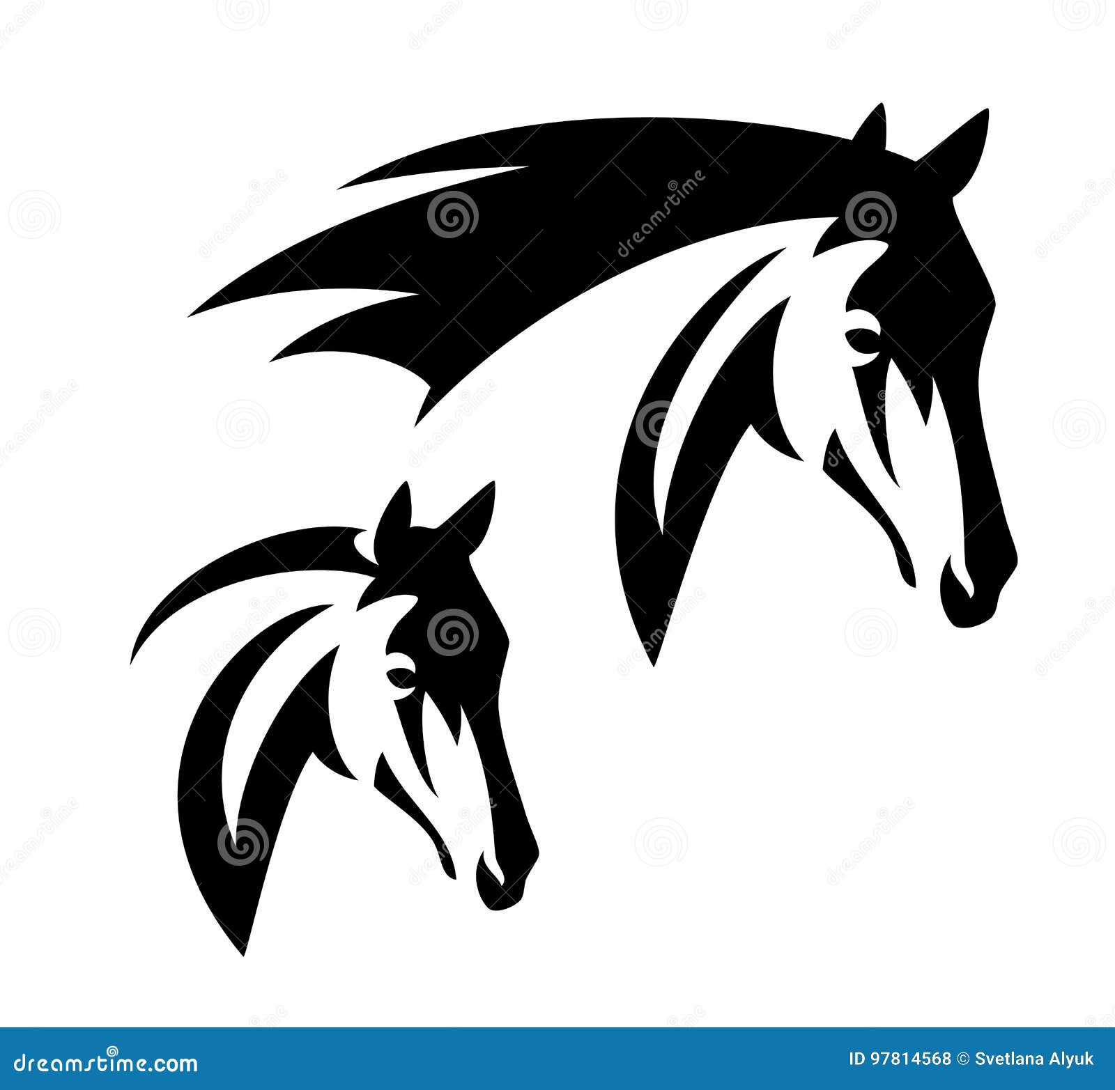 Cabeça De Cavalo Design Preto E Branco Royalty Free SVG, Cliparts, Vetores,  e Ilustrações Stock. Image 31061869