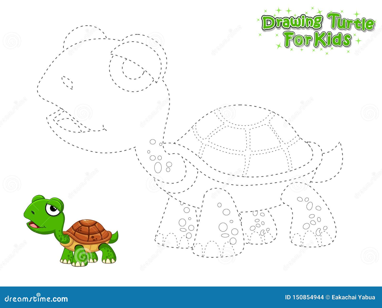 Vector Drawing and Paint Cute Cartoon Turtle. Educational Game for Kids.  Vector Illustration with Cartoon Style Funny Sea Animal Ilustração do Vetor  - Ilustração de atividade, junte: 150854944