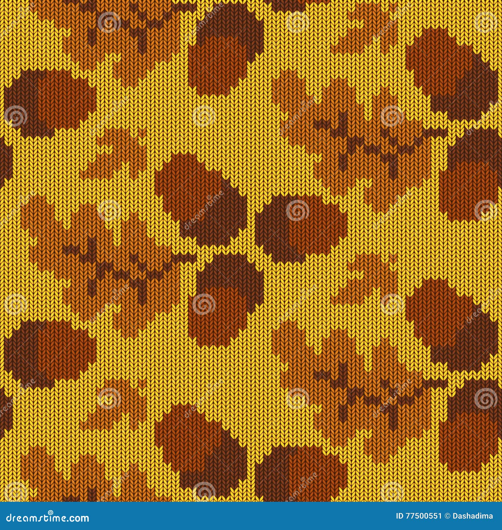 Vettore Autumn Knitted Pattern 3 su fondo giallo