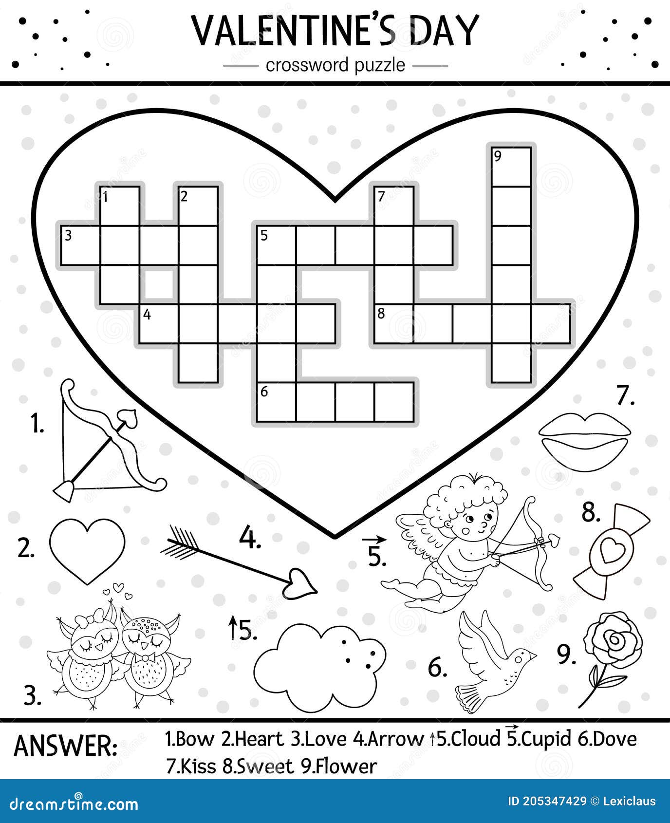 La Citta Di San Valentino Cruciverba Vettoriale San Valentino Cruciverba Bianco E Nero Per Bambini. Quiz a