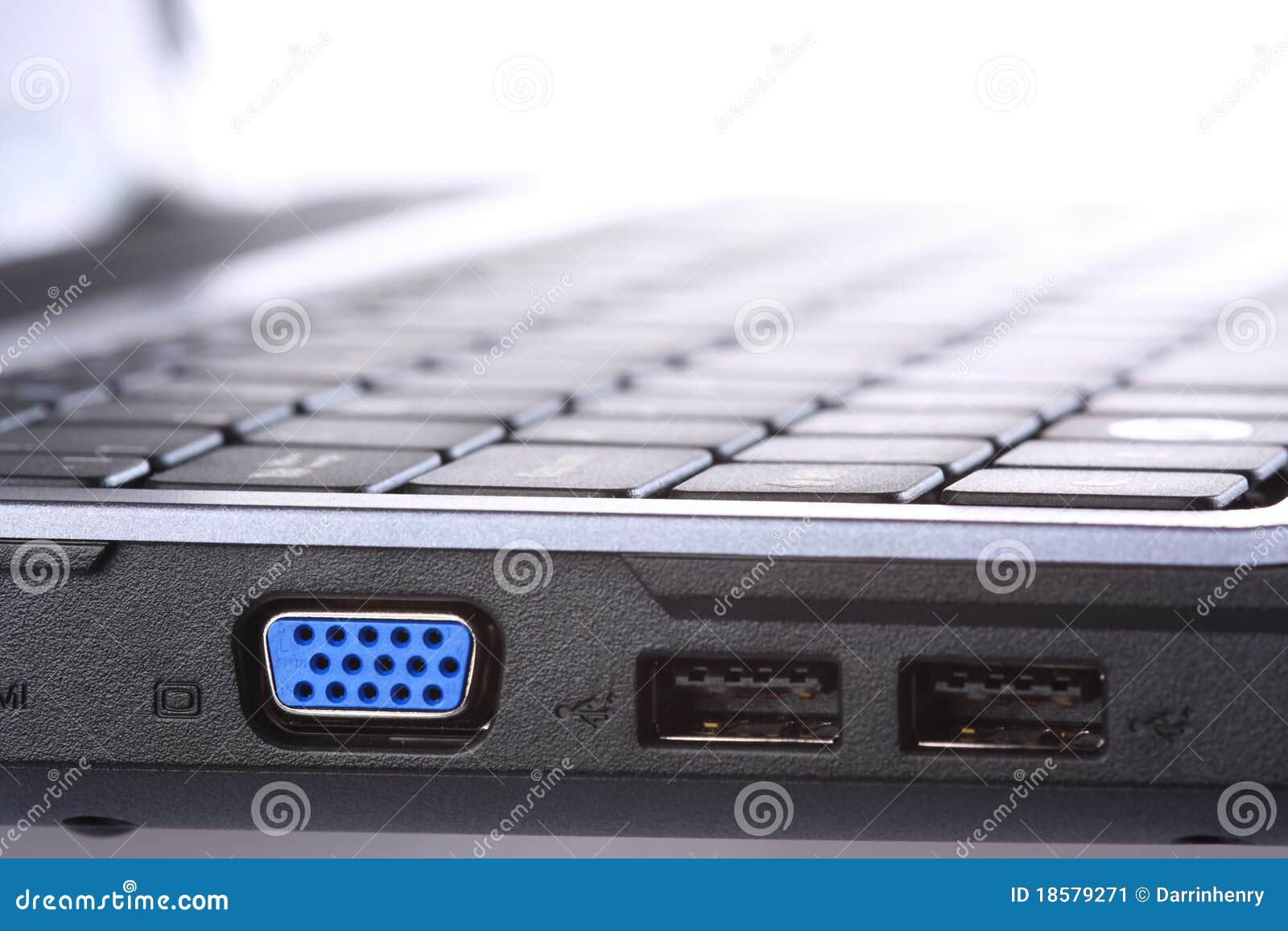 Vga And Usb Ports On Side Of Laptop Computer Stock Image