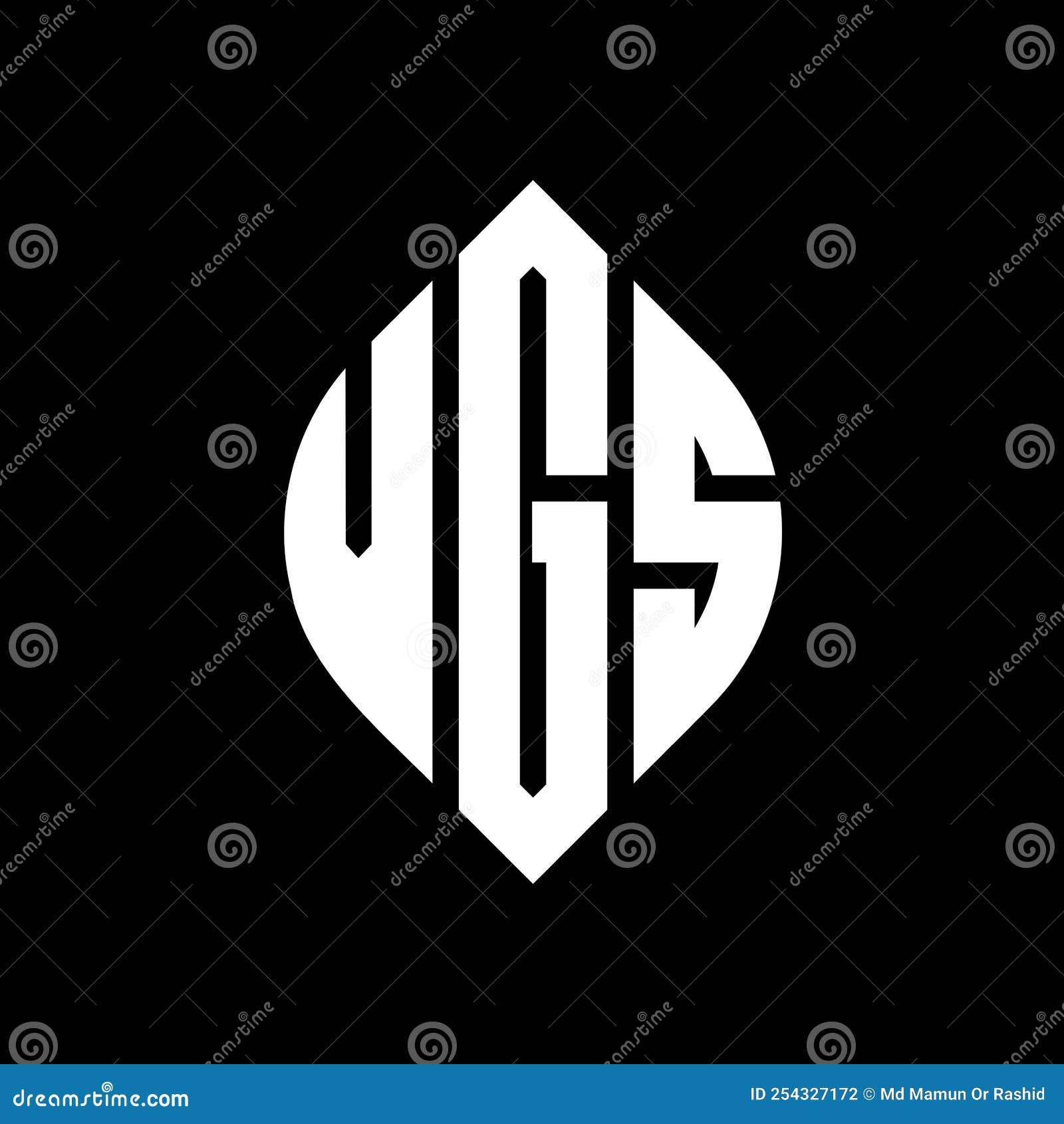 vgs circle letter logo  with circle and ellipse . vgs ellipse letters with typographic style. the three initials form a
