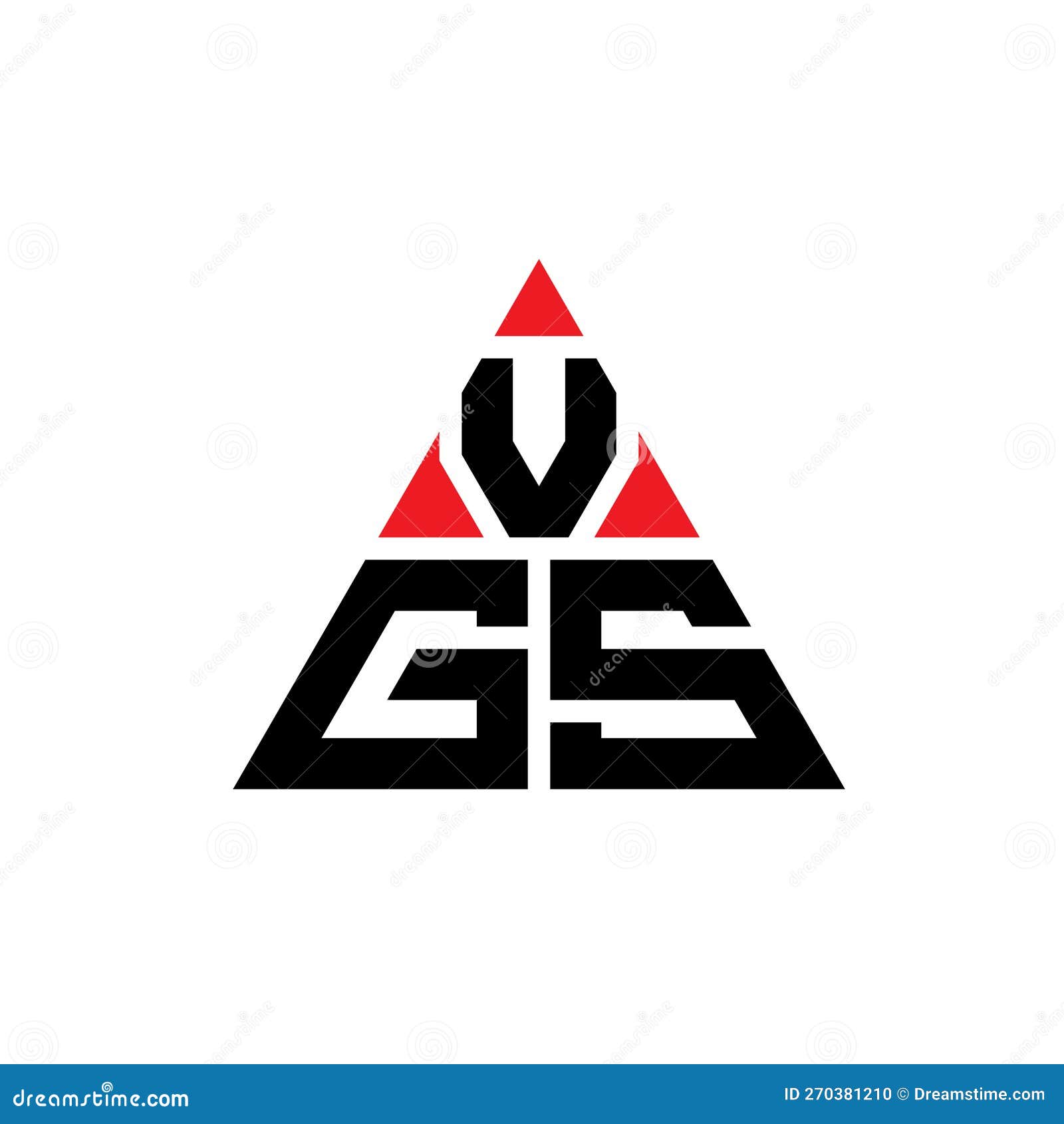 vgs triangle letter logo  with triangle . vgs triangle logo  monogram. vgs triangle  logo template with red