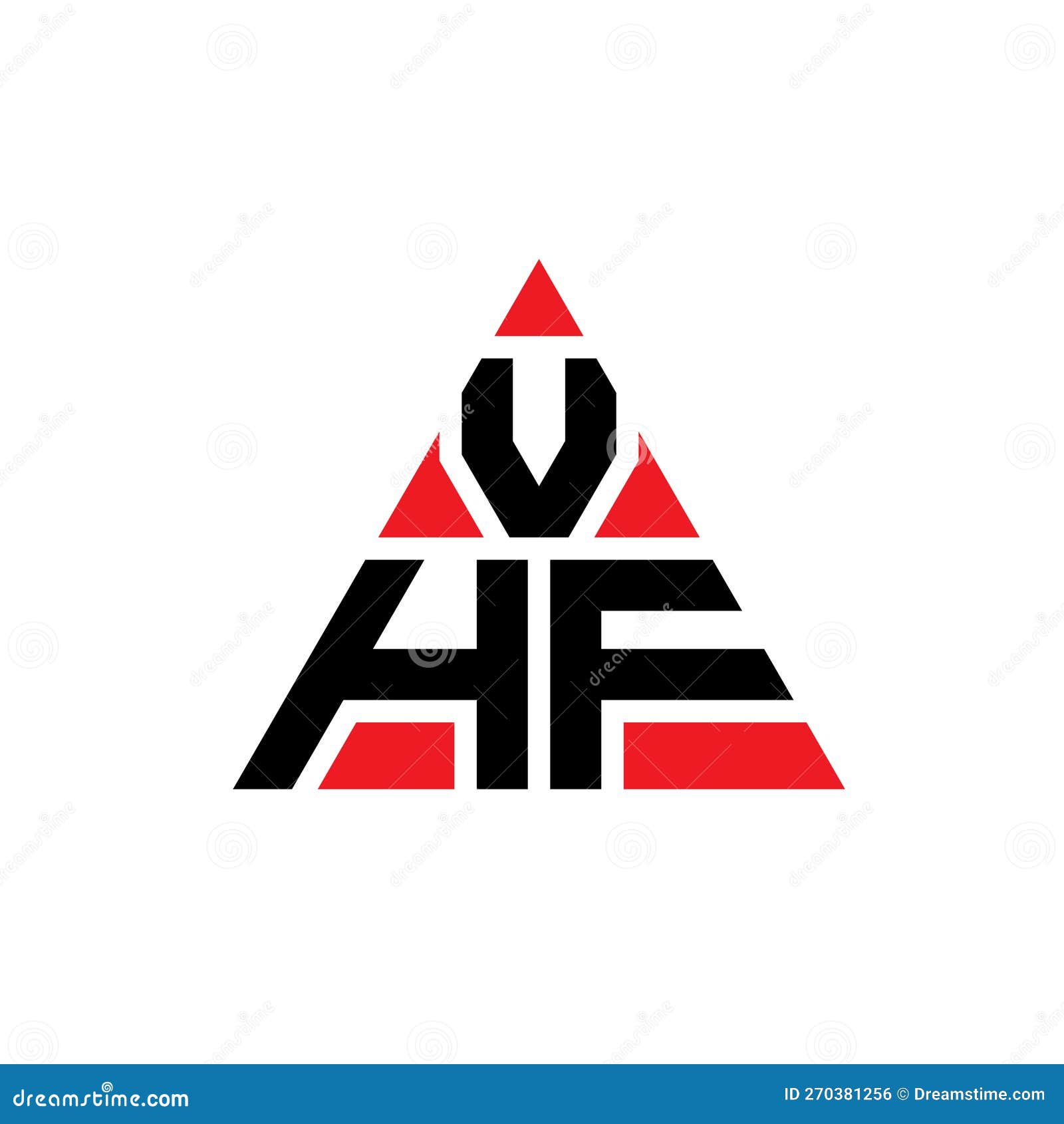 vhf triangle letter logo  with triangle . vhf triangle logo  monogram. vhf triangle  logo template with red