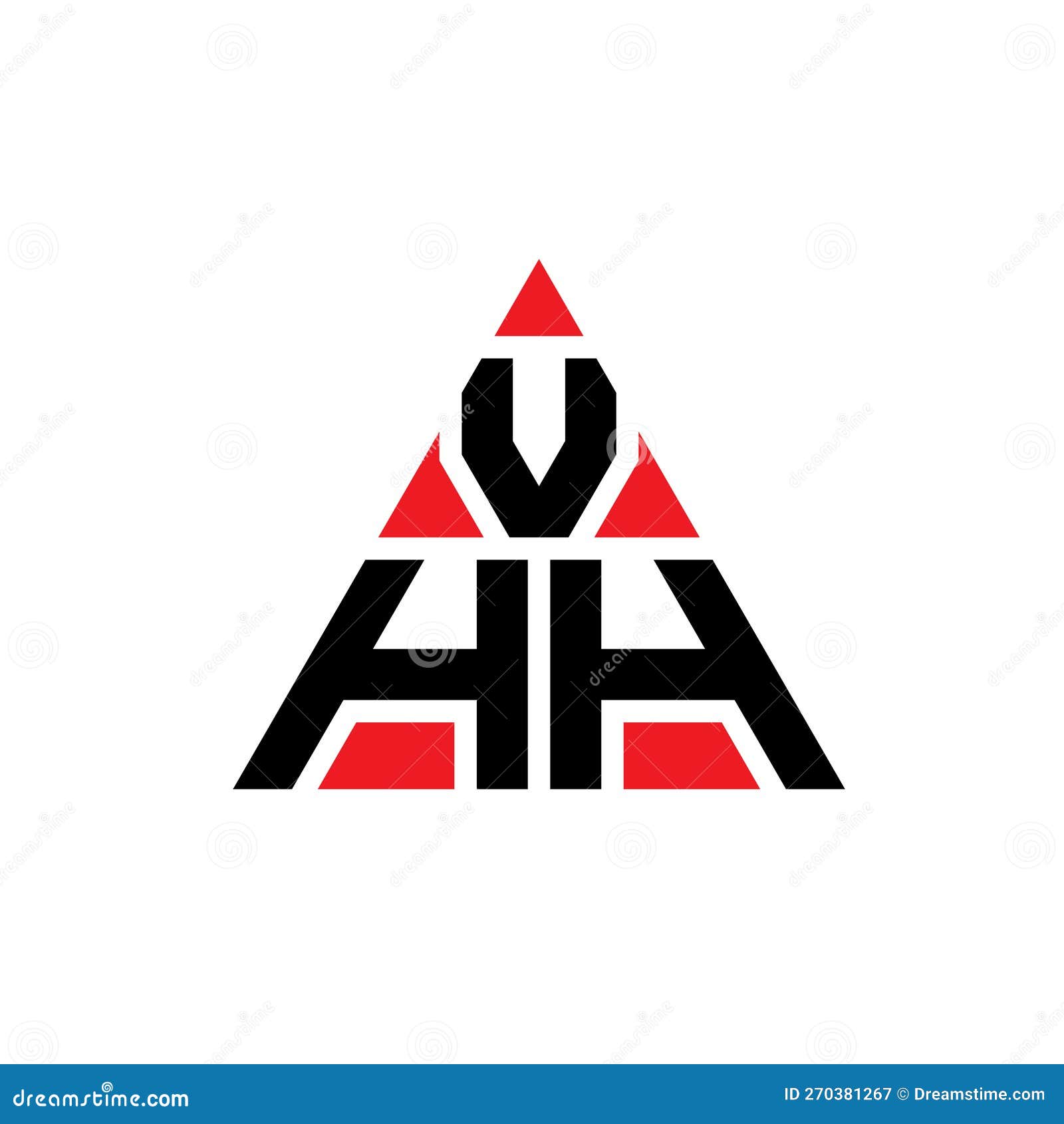 vhh triangle letter logo  with triangle . vhh triangle logo  monogram. vhh triangle  logo template with red