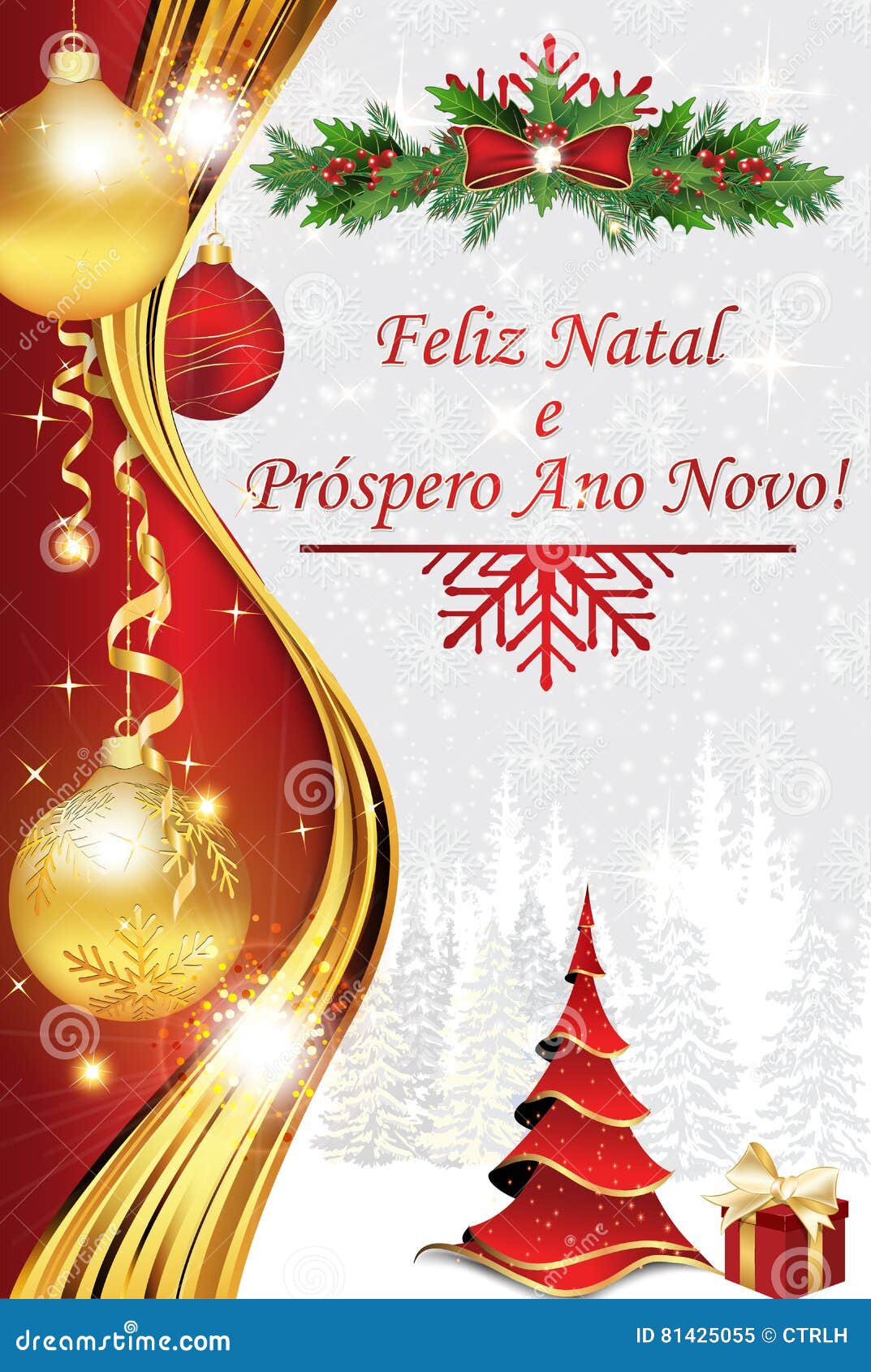 Auguri Di Natale In 4 Lingue.Vi Auguriamo Il Buon Natale Ed Il Buon Anno Lingua Portoghese Illustrazione Di Stock Illustrazione Di Background Snowflakes 81425055