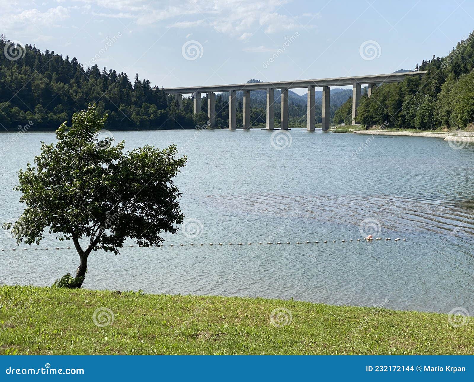 viadukt over lake, bajer bridge or viaduct bajer in fuzine - gorski kotar, croatia / most bajer, viadukt bajer ili bajerov most