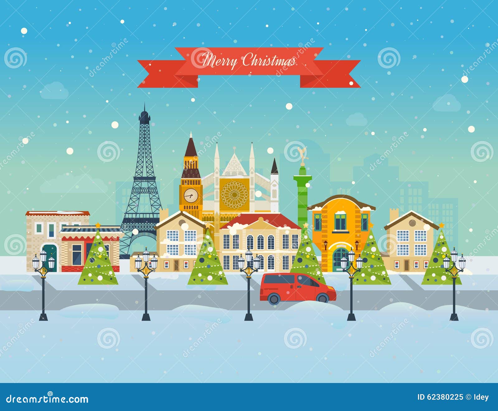 Viaggio Ad Europa Per Natale Buon Natale Illustrazione Vettoriale Illustrazione Di Icona Scheda