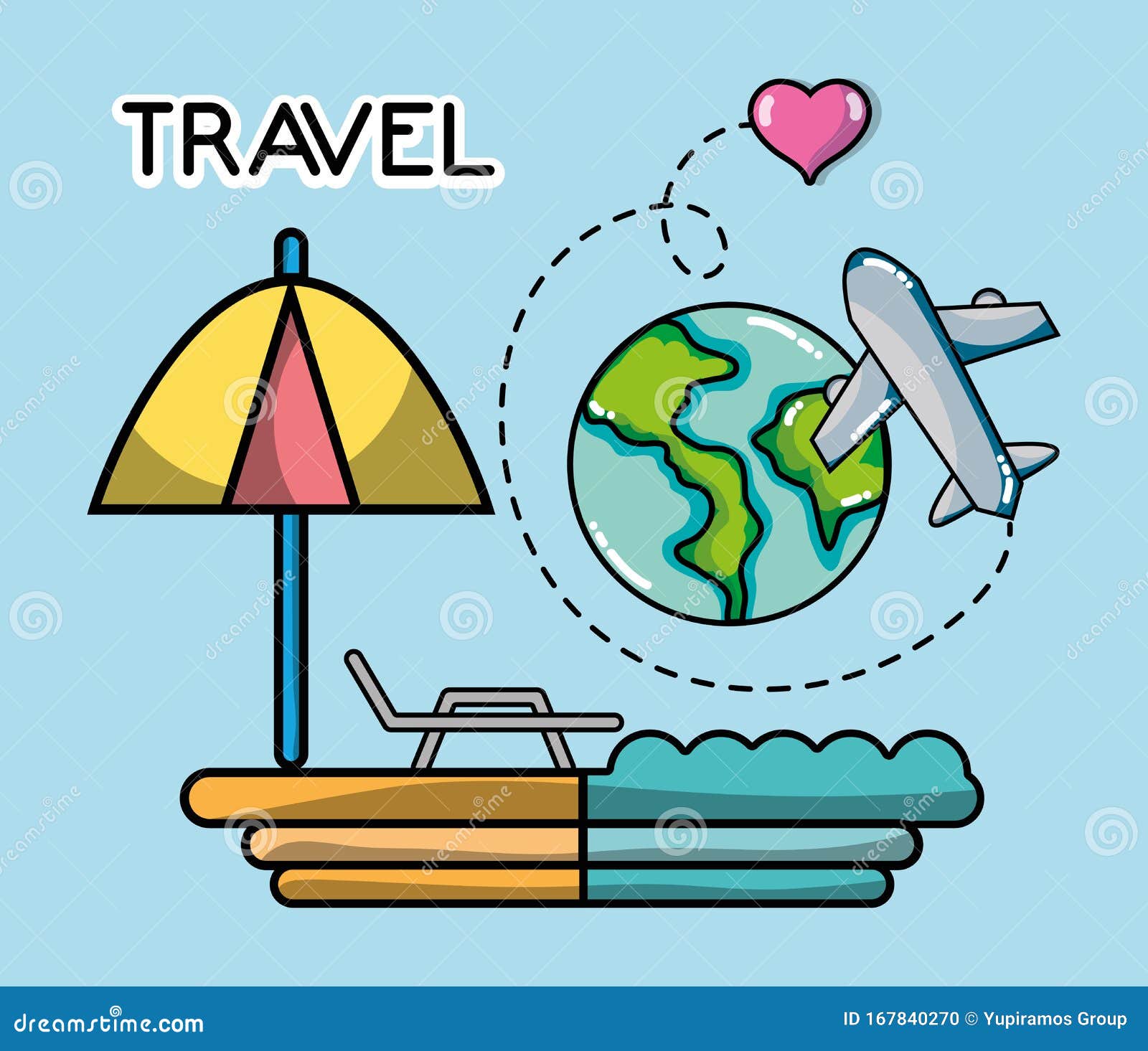 Turísticos En Avión Mundo Playa Ilustración del Vector - Ilustración de turismo, vuelo: 167840270