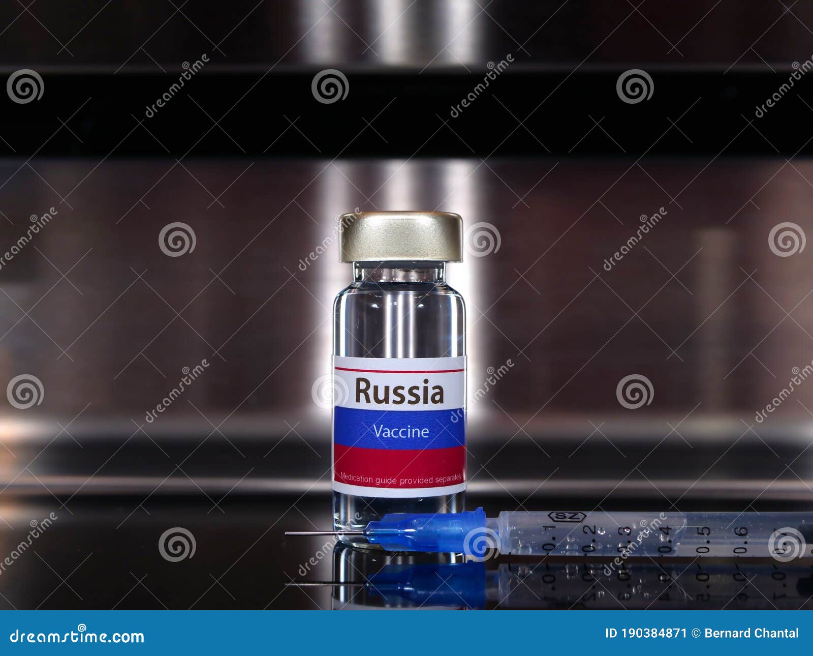 Vial Of Covid-19 Vaccine With A Flag Label Of Russia Stock ...