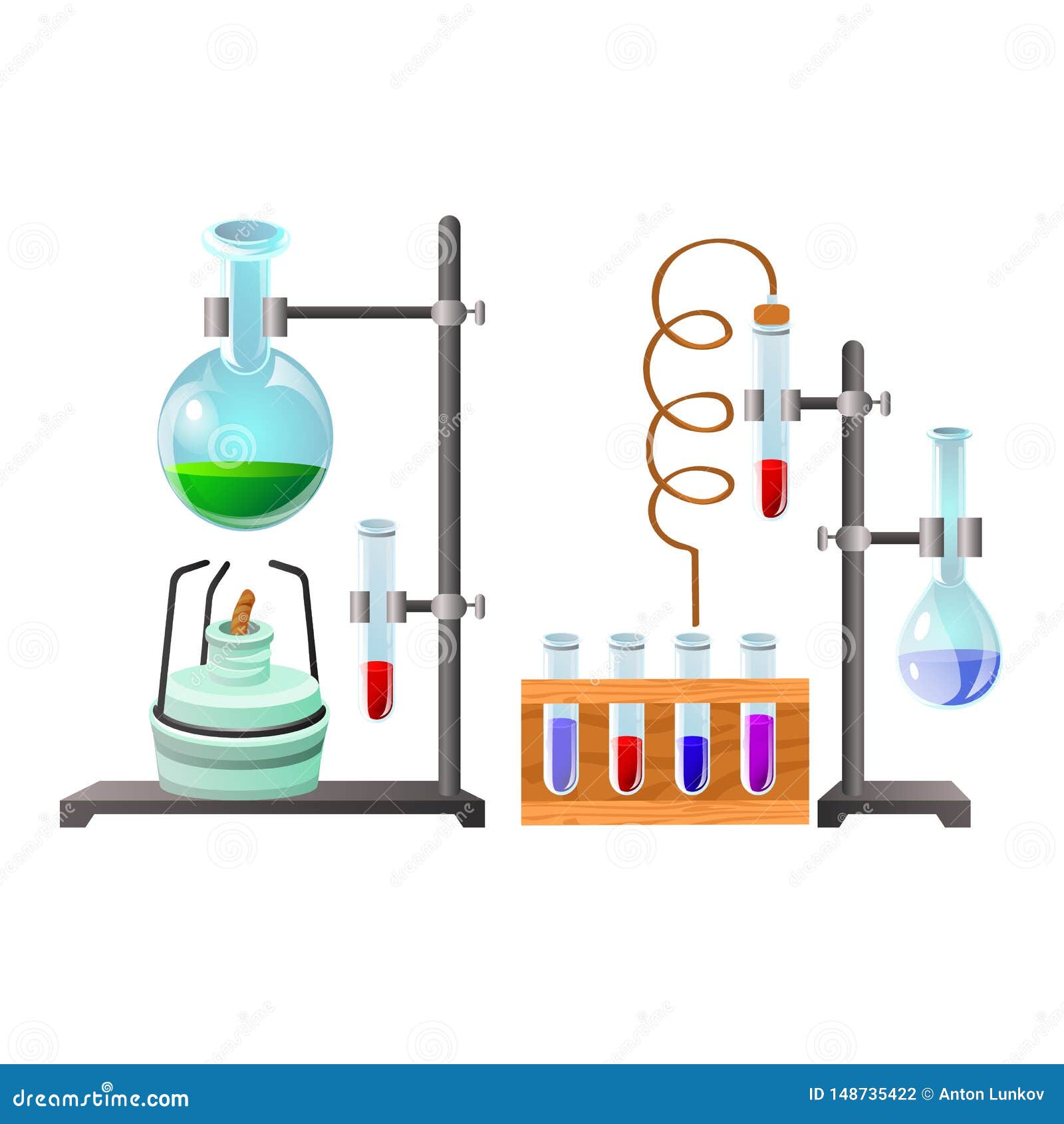 Vials with Liquid Reagents. Chemistry Lesson in School and University ...