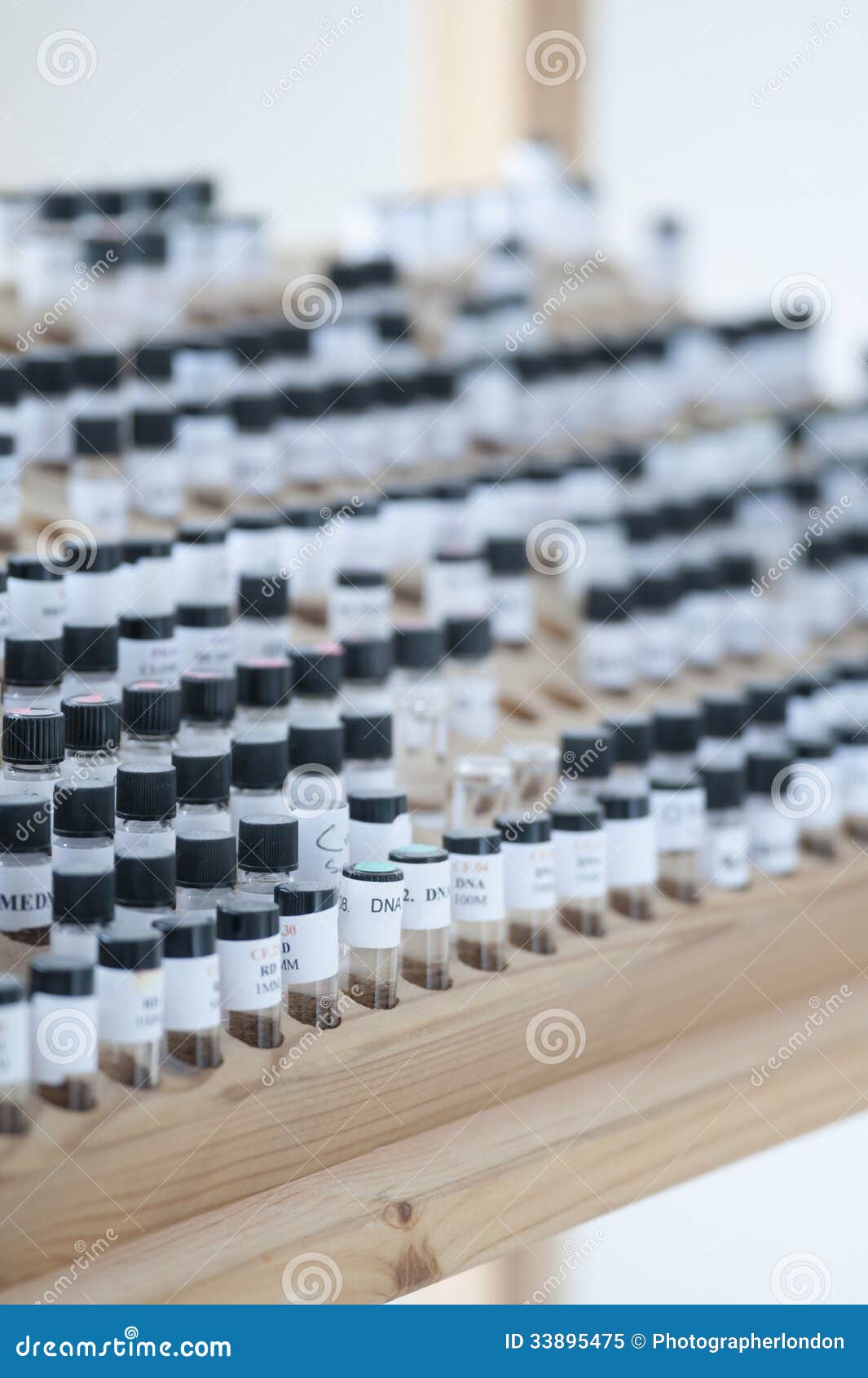 Vials in Wooden Stand stock image. Image of stand, domestic 33895475