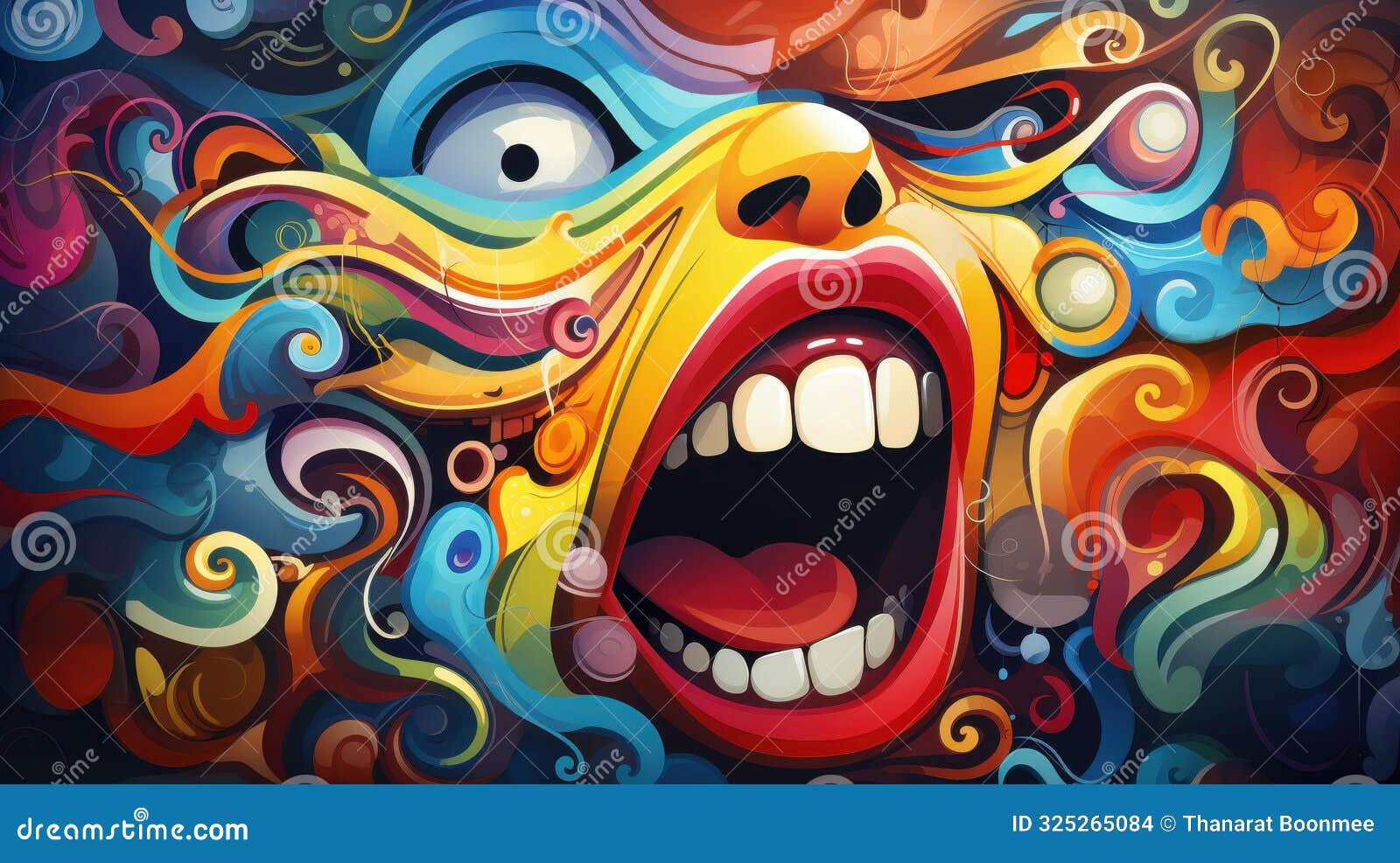 vibrant abstract comic panel with dynamic speech bubble and bold action lines