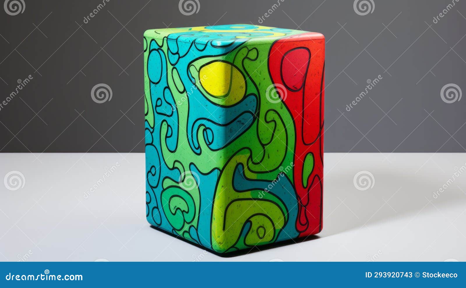 vibrant abstract rectangular box with graffiti-inspired details