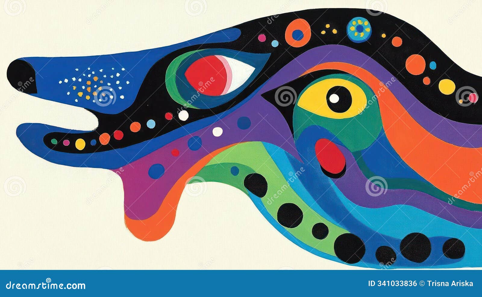 a vibrant, abstract representation of a colorful animal head with dynamic s and patterns