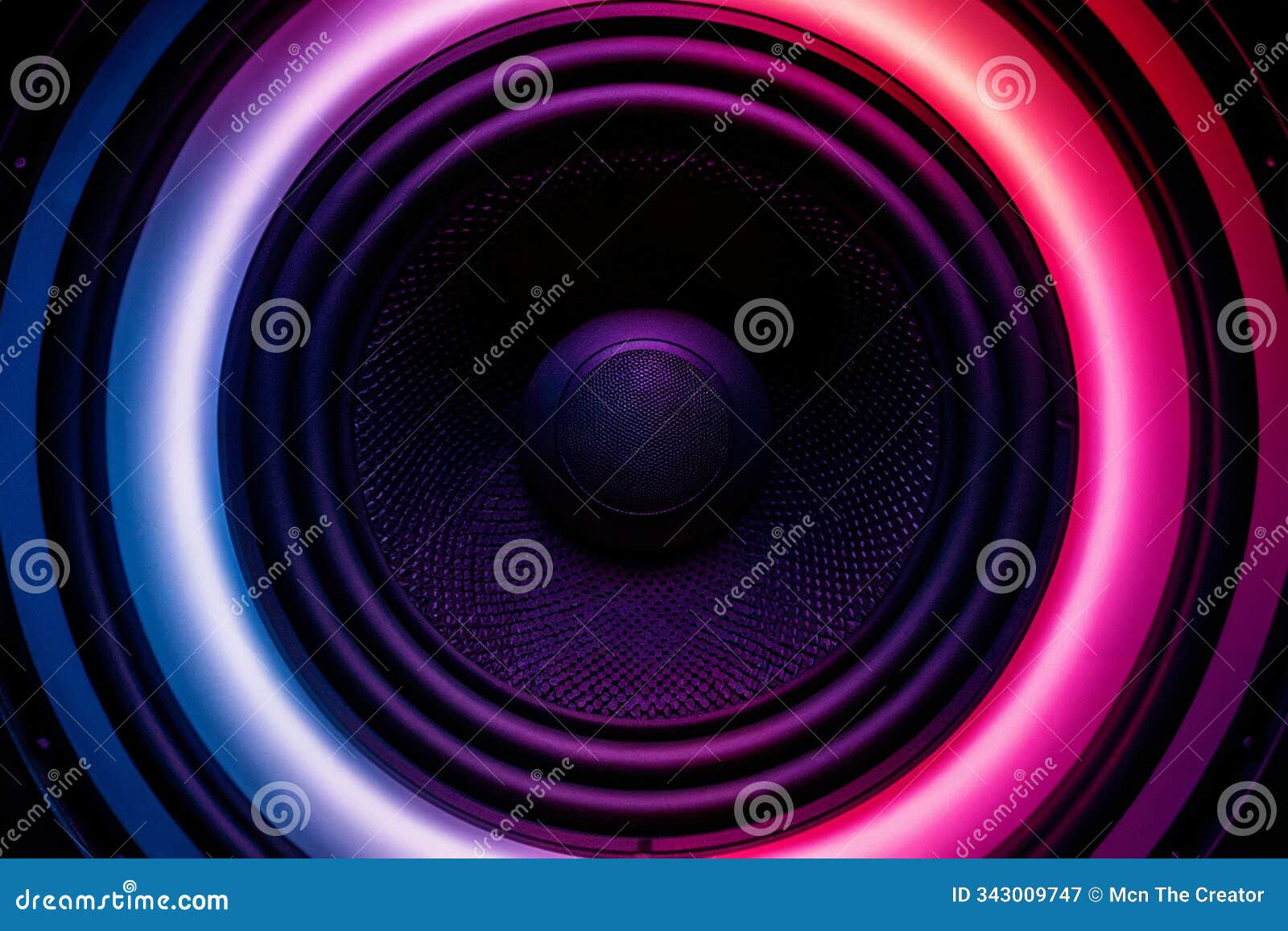 a vibrant and abstract representation of a speaker's cone.