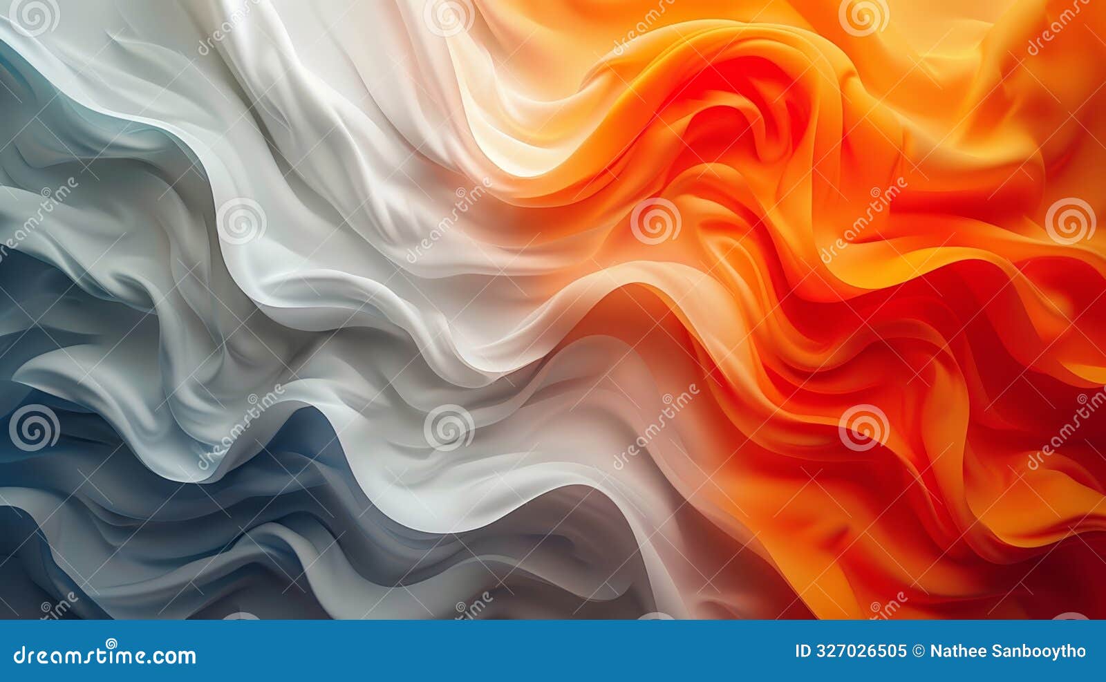 vibrant abstract silk texture with orange, white, and gray folds, creating a dynamic and eye-catching background or  