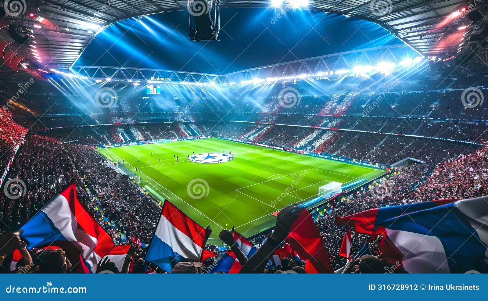 Electrifying Football Stadium Atmosphere Depicted in Vivid Colors. Fans(07)