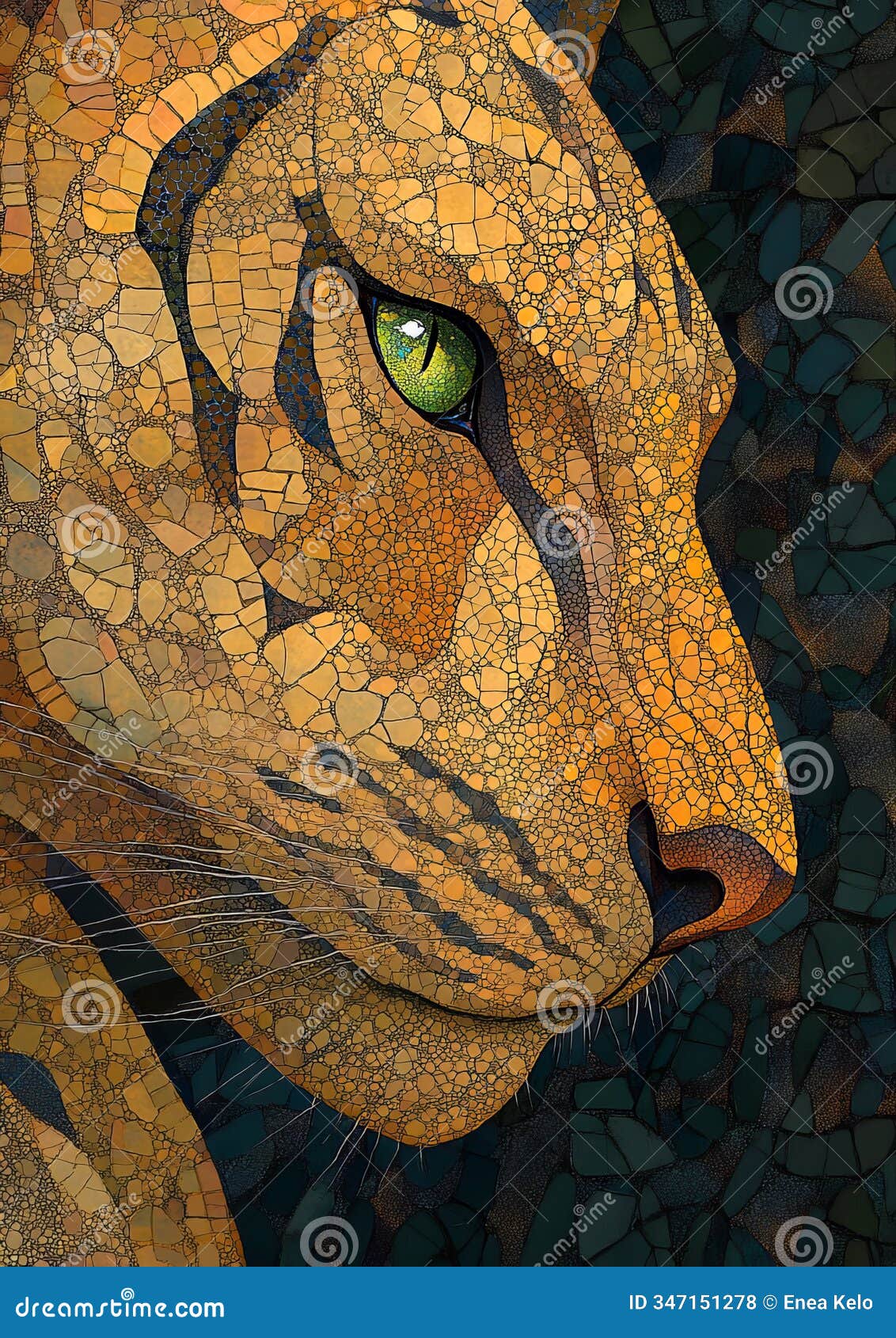 prismatic majesty: mosaic tiger in surreal jungle