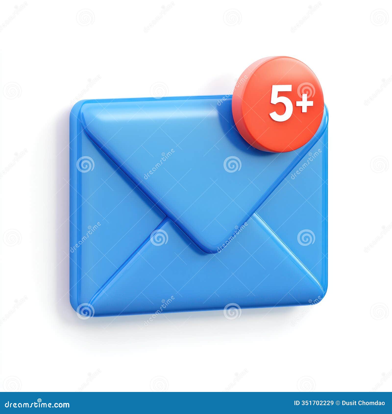 vibrant blue email icon with red notification badge indicating unread messages