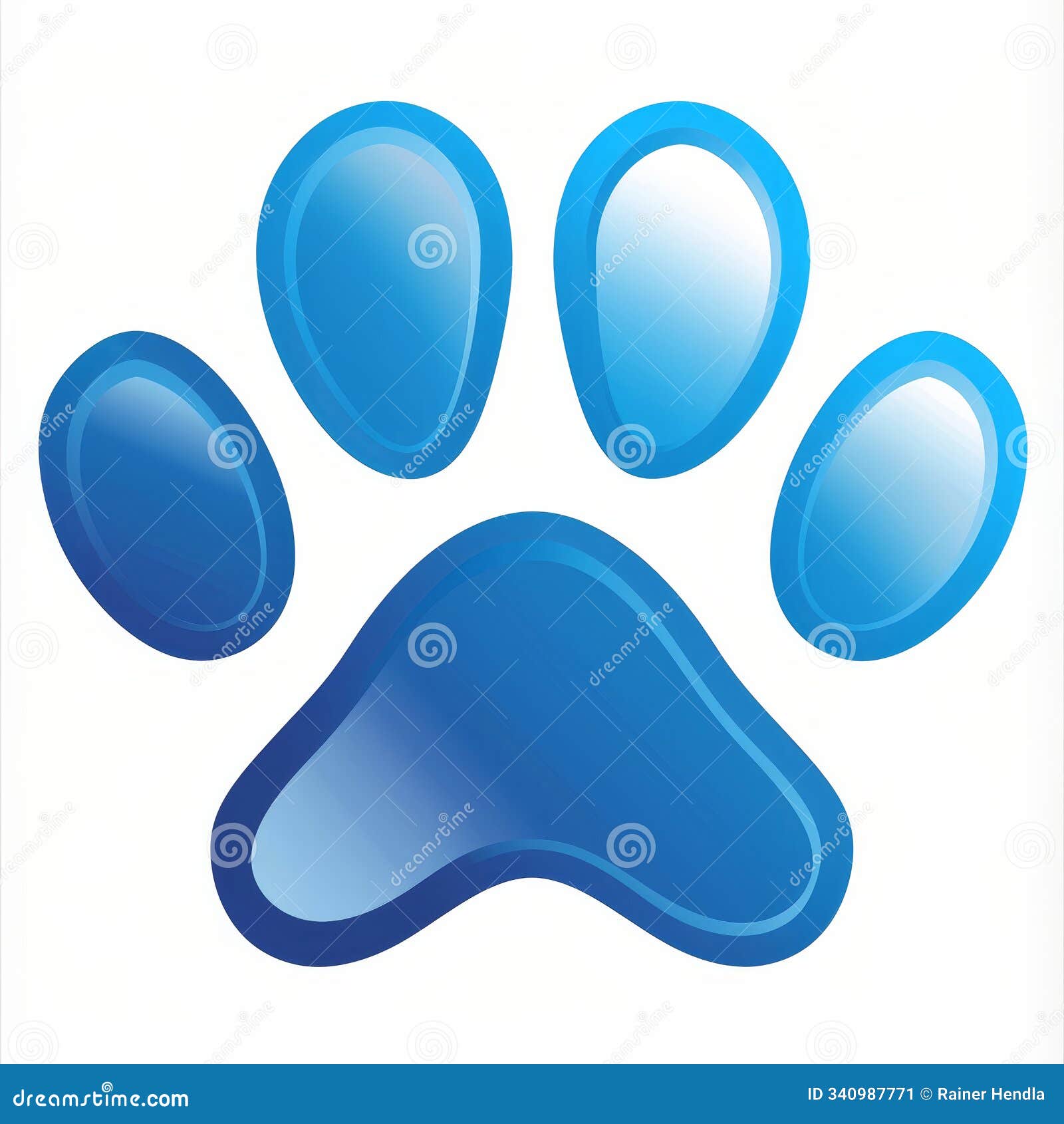 stylized blue paw print  on white background showcasing creativity