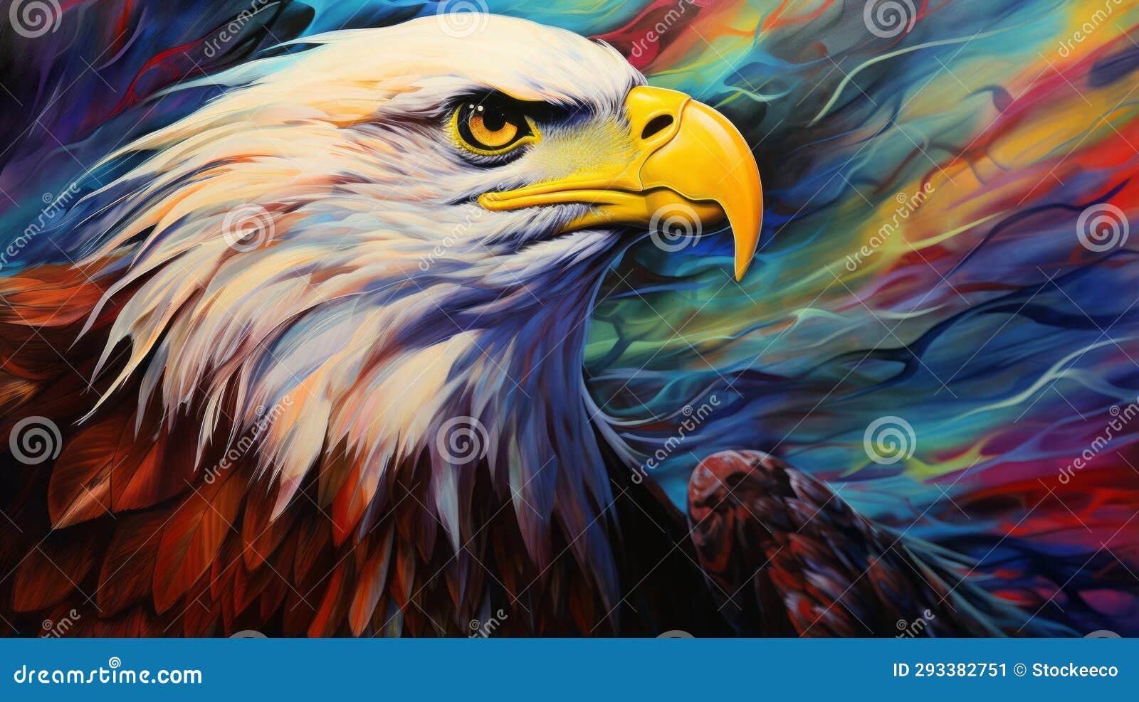 colorful bald eagle painting by patrick brown - abstract and dynamic artwork
