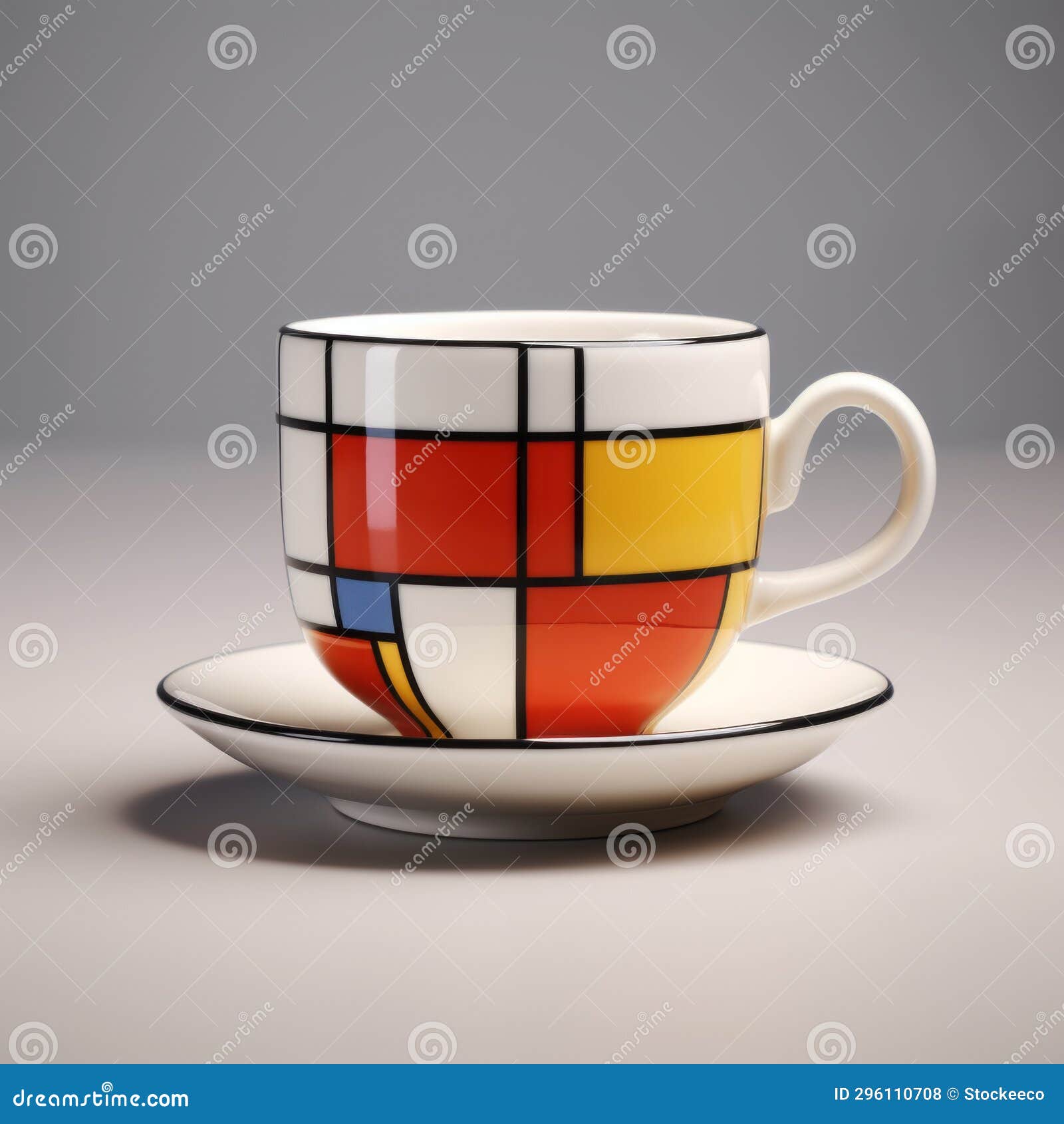 modern mondrian coffee cup with geometric pattern