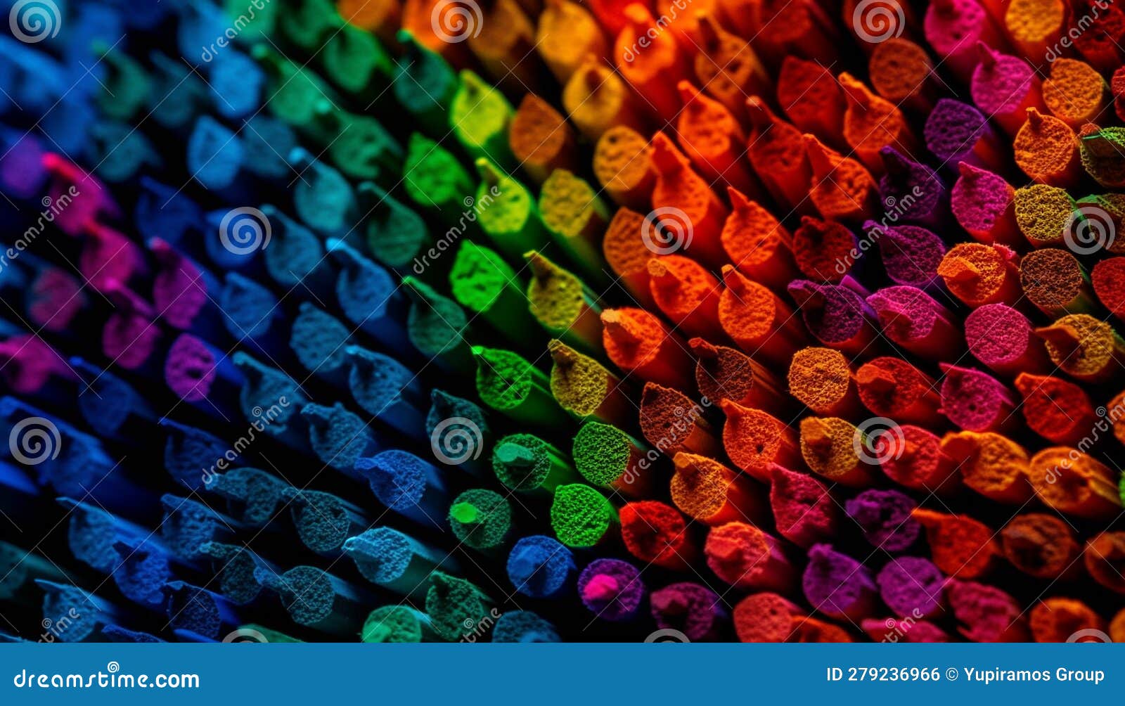 A Vibrant Collection of Candy in a Row, Illuminated Rainbow Generated by AI Stock Photo Image