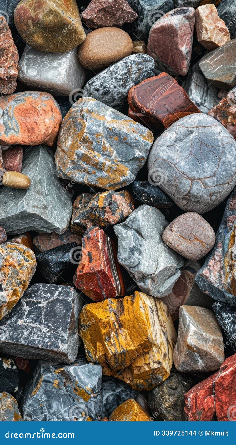 a vibrant collection of colorful rocks displaying diverse minerals in natural formations