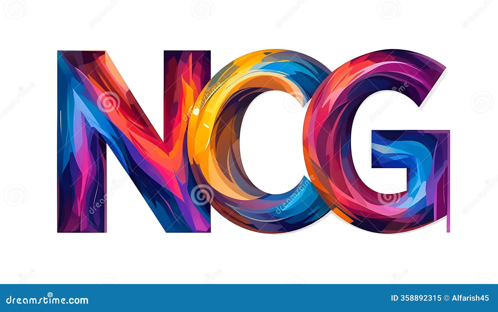 vibrant colorful abstract ncg letters 
