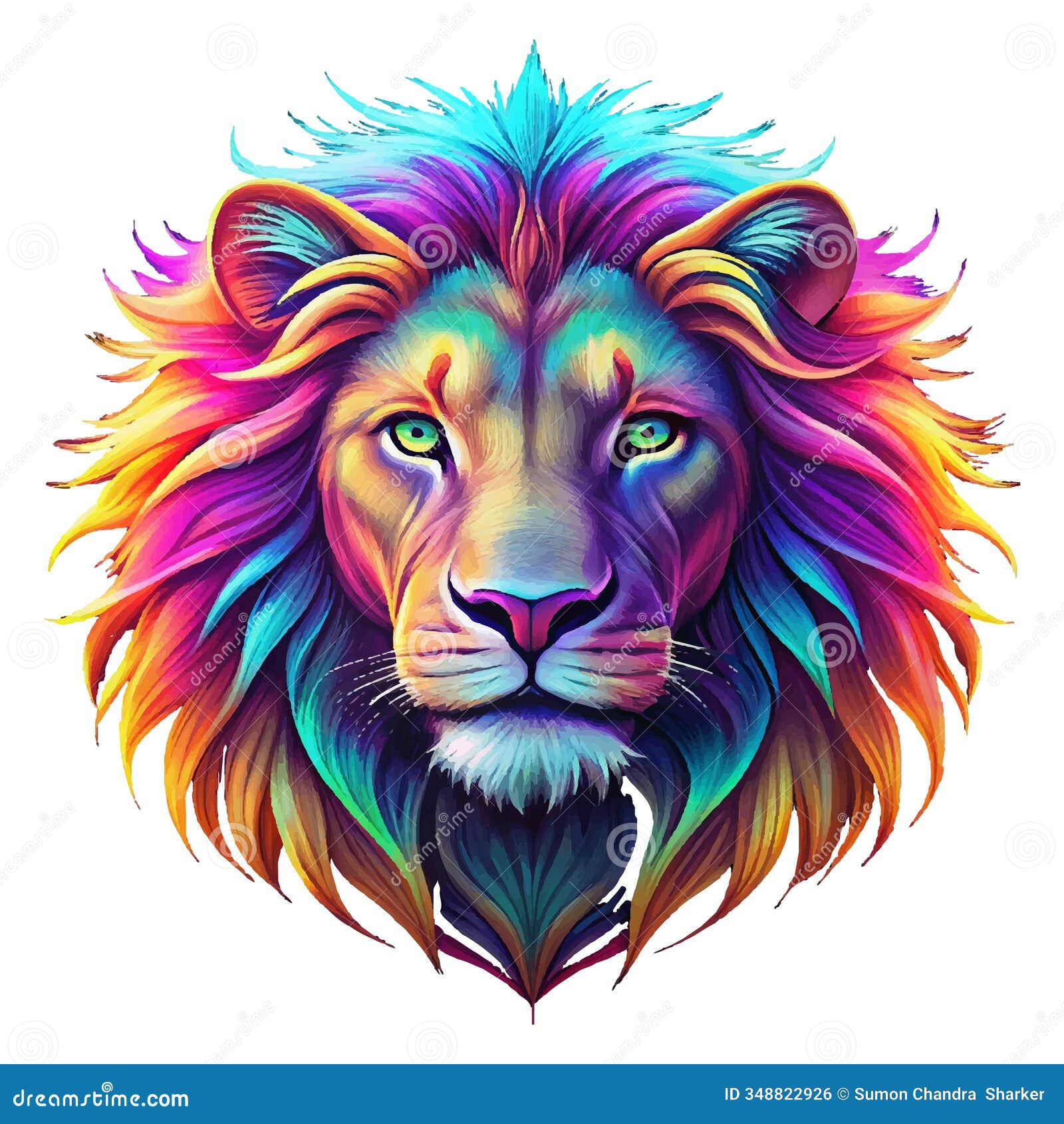 vibrant and colorful lion head  -  art 