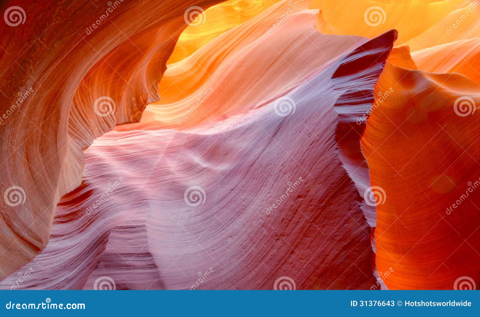 vibrant colors of eroded sandstone rock in slot canyon, antelope