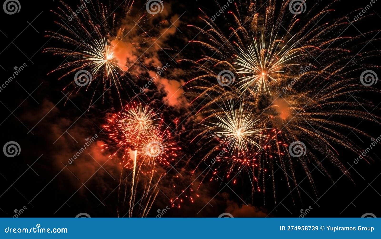 Vibrant Colors Ignite Celebration, Exploding Firework Display Generated by AI Stock Illustration