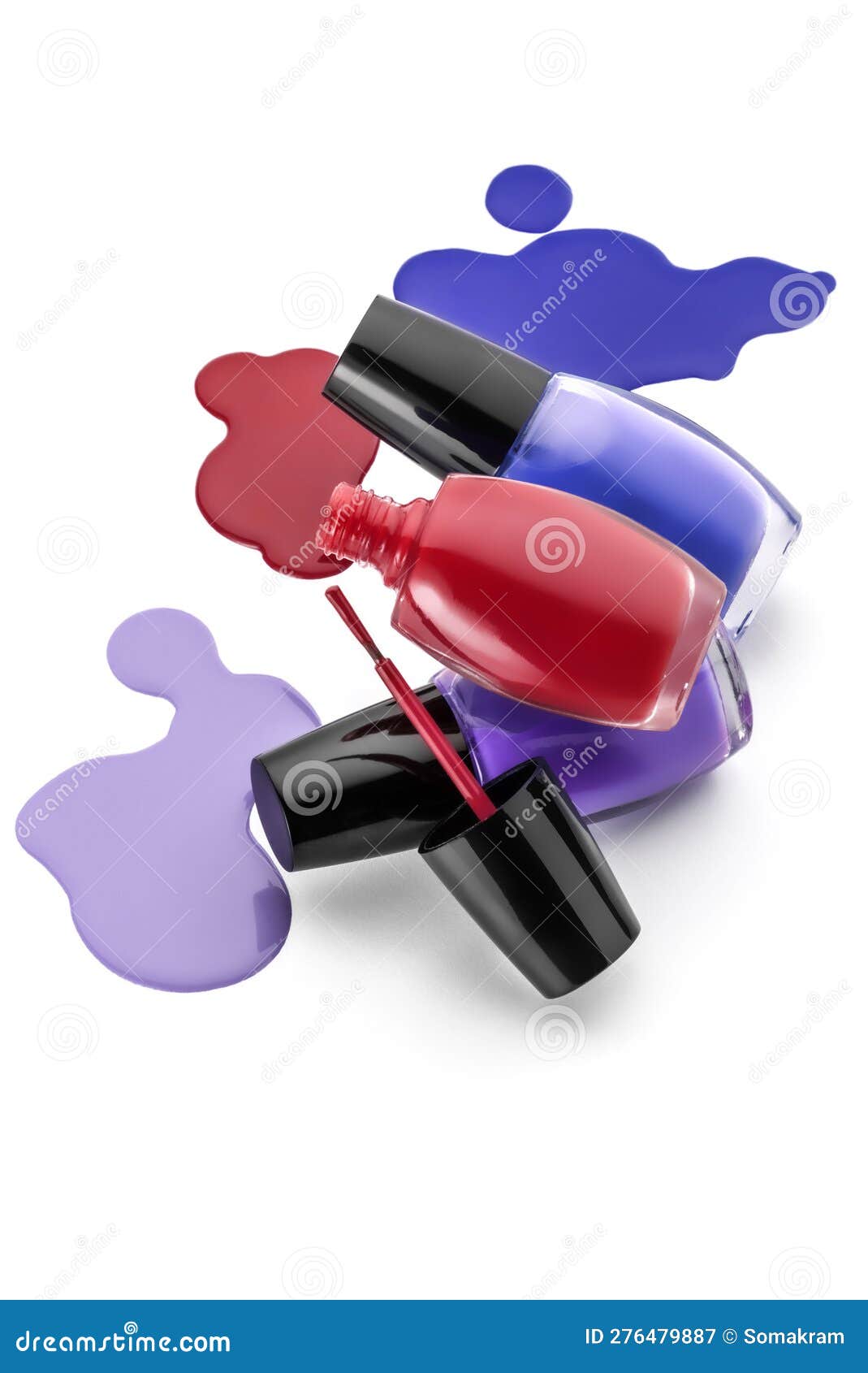 vibrant coloured nail polish and spills