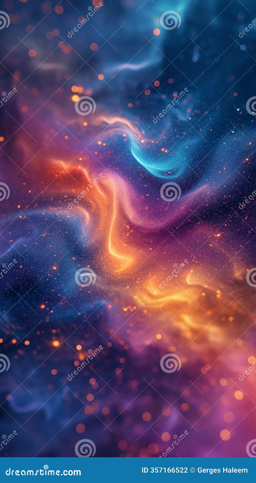 vibrant cosmic swirl with shades of purple, blue, and fiery orange.