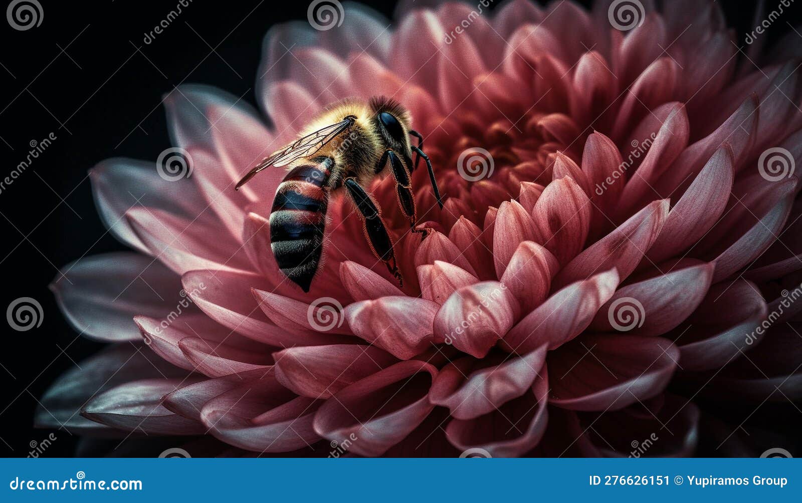 Vibrant Dahlia Attracts Bee for Pollination Beauty Generated by AI